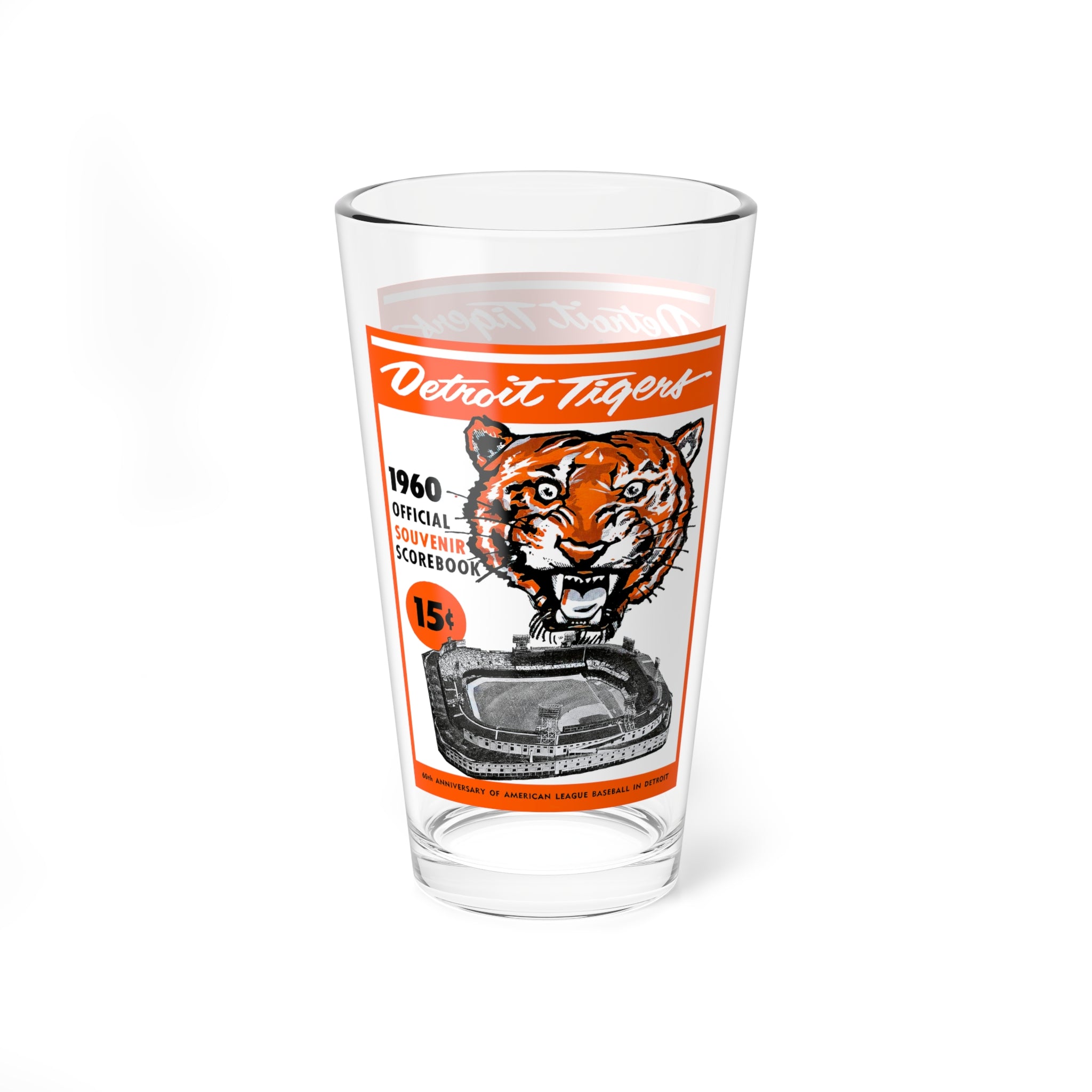 Mixing Glass, 16oz - 1960 Baseball Detroit Tigers, Vintage Sports Barware, Baseball Fan Gift, Retro Glassware, Sports Memorabilia Decor,