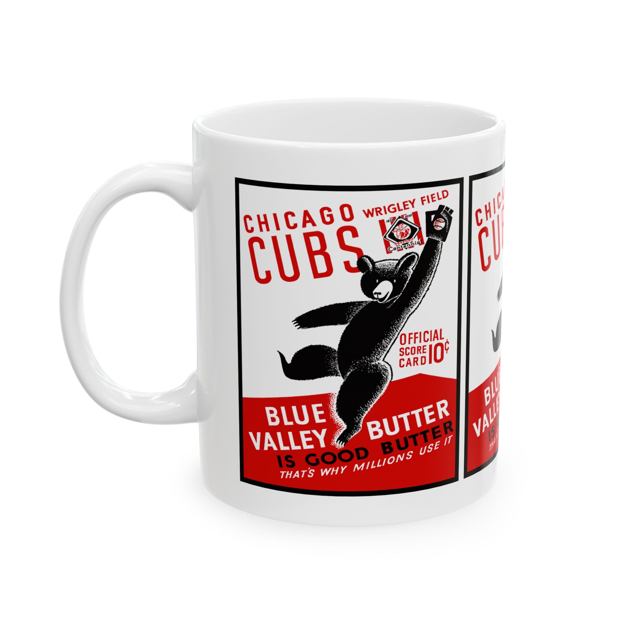 Vintage 1939 Baseball Chicago Cubs Program Ceramic Mug, Collectible Sports Memorabilia, Baseball Fan Gift, Coffee Cup, Tea Mug, Sports Decor