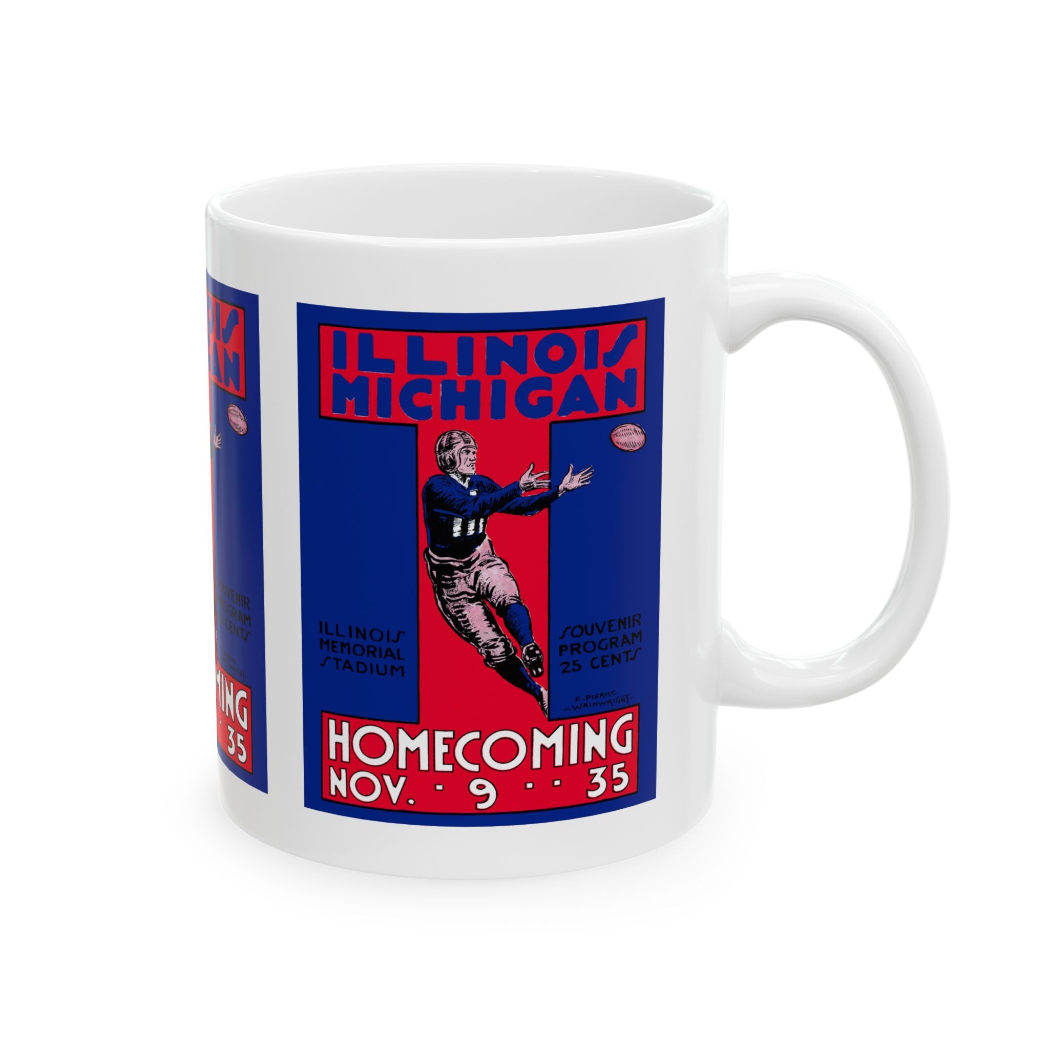 1935 Vintage Michigan - Illinois Illini Football Program Cover - Ceramic Mug, 11oz