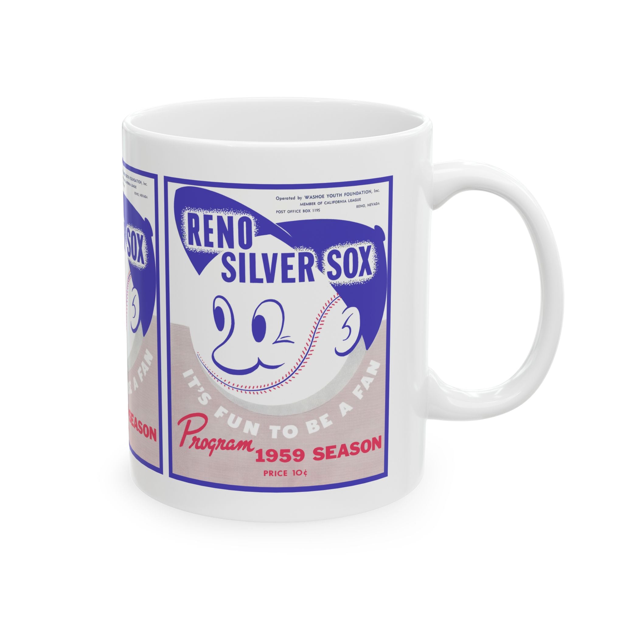 Retro Baseball Mug, Vintage Sports Cup, Sports Fan Gift, Baseball Lover Mug, Baseball Team Memorabilia, 1959 Reno Silver Sox Cup