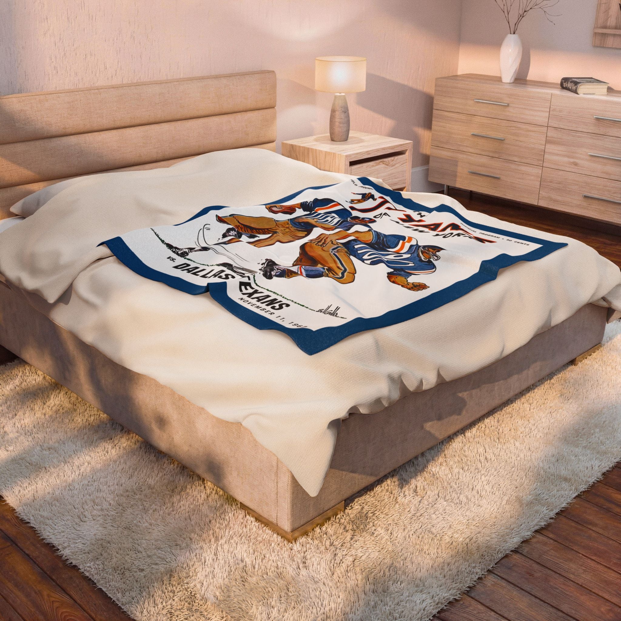 1962 New York Titans vs Dallas Texans Vintage Football Blanket | Velveteen Plush