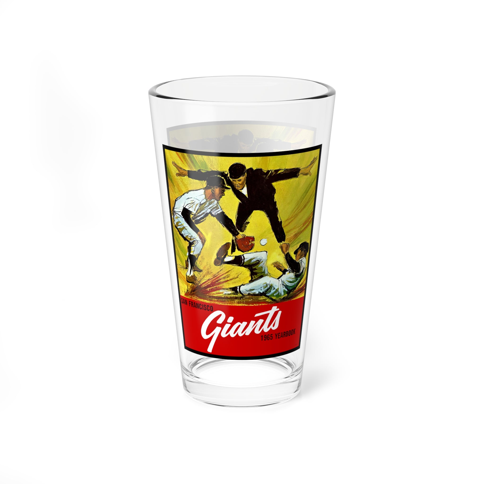 Vintage Baseball Mixing Glass, 16oz - 1965 San Francisco Giants Yearbook, Sports Barware, Retro Glass Tumbler, Baseball Memorabilia Gift,
