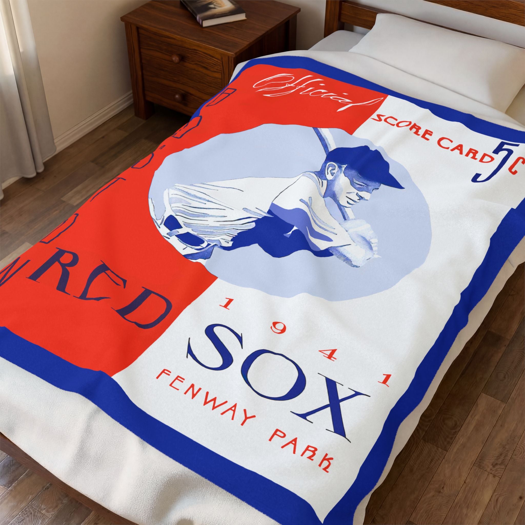 Velveteen Plush Blanket, 1941 Boston Red Sox Baseball Throw, Vintage Sports Bedding, Cozy Baseball Fan Gift, Home Decor Blanket, Bedroom