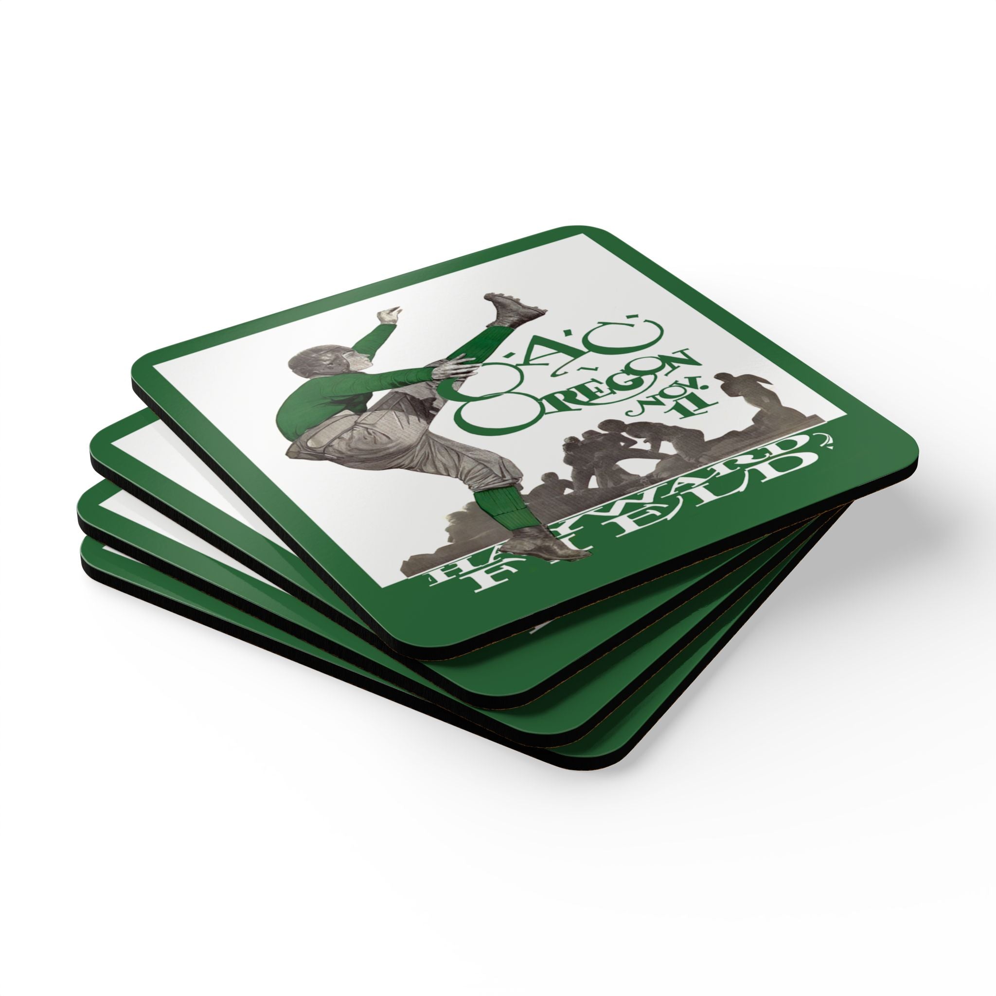 1927 Vintage Oregon State Beavers- University of Oregon Ducks Football Program Cover - Corkwood Coaster Set