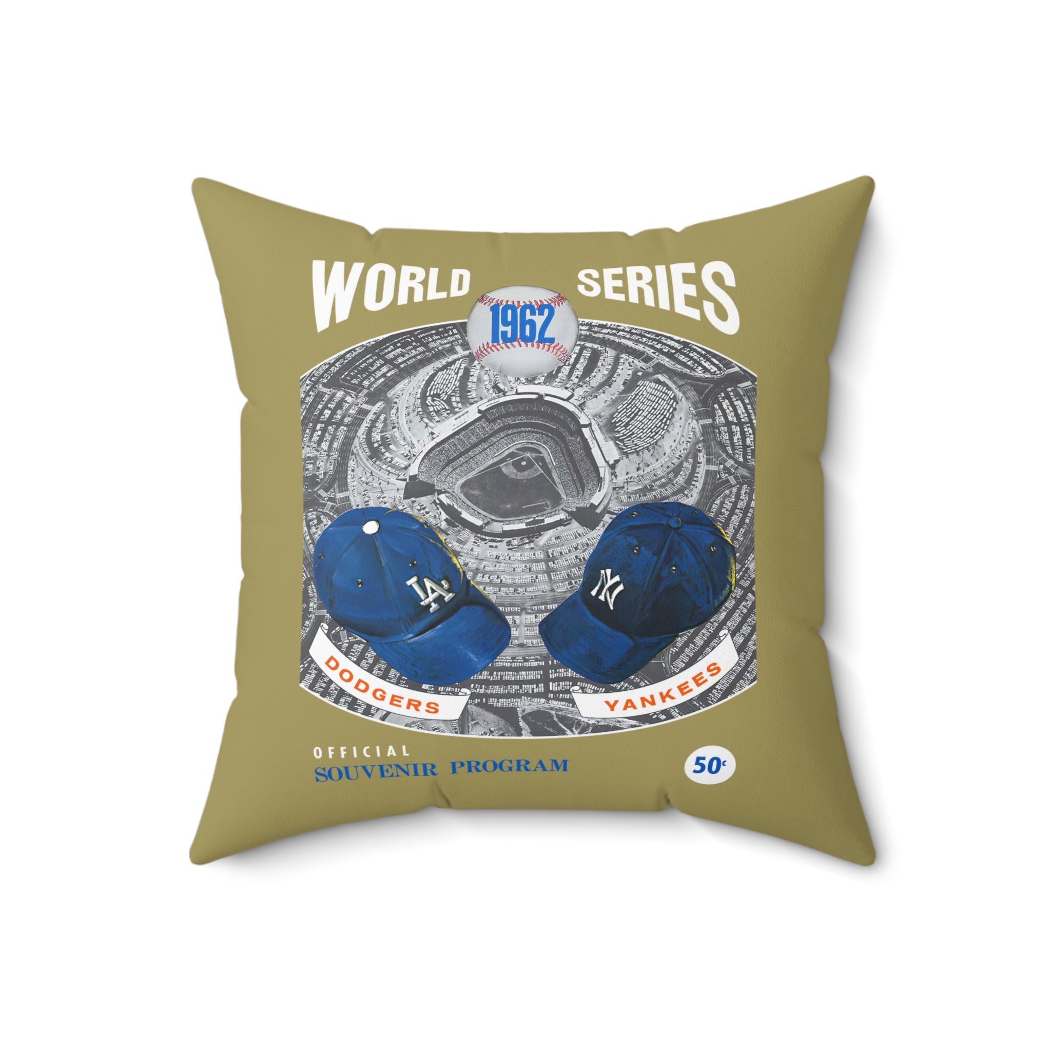 1962 Dodgers vs Yankees Phantom World Series Program Cover Square Indoor Pillow