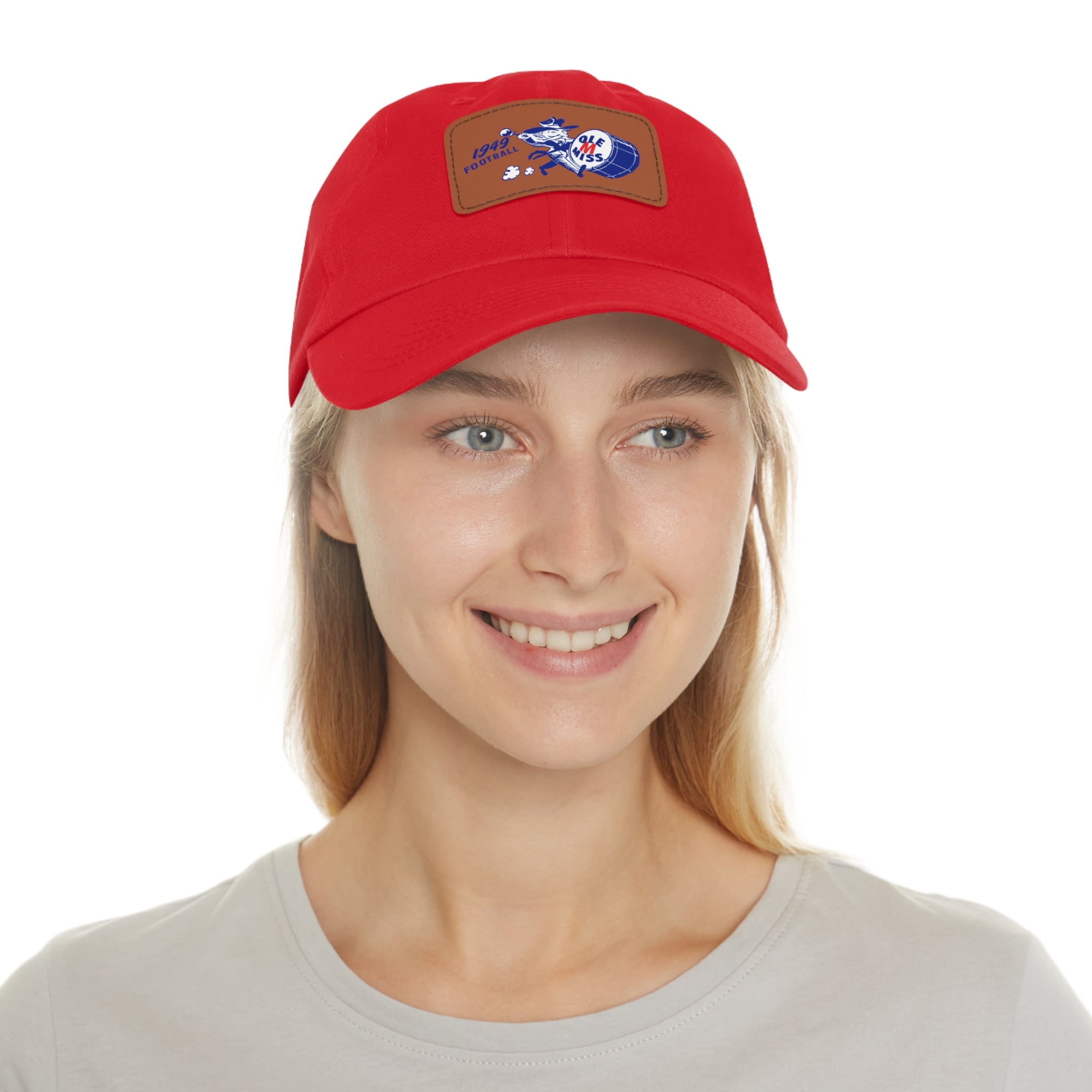 1949 Ole Miss Football - Dad Hat with Leather Patch (Rectangle)