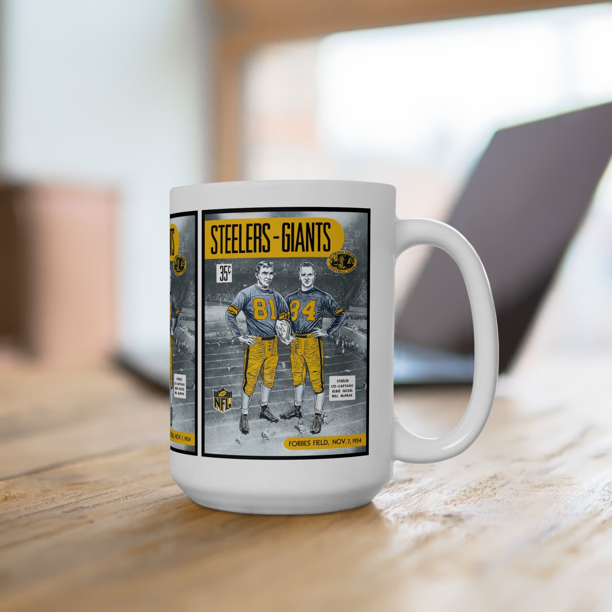 1954 Football Giants vs Steelers Ceramic Mug — Vintage Game Day Coffee Cup (11oz, 15oz)