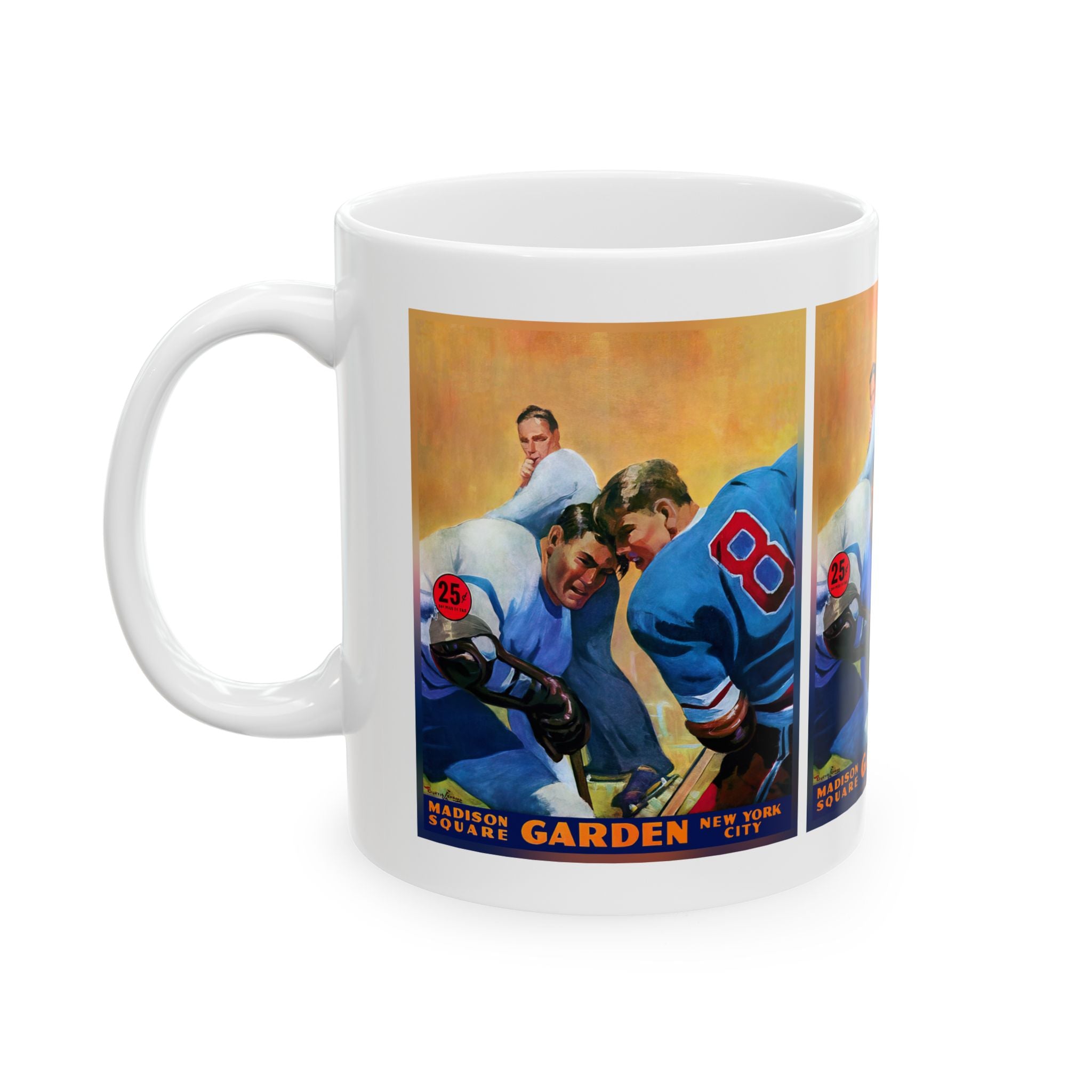 Vintage New York Rangers Hockey Ceramic Mug, Retro Sports Fan Cup, Gift for Hockey Lover, Hockey Memorabilia Drinkware, Sports Fan Gift,