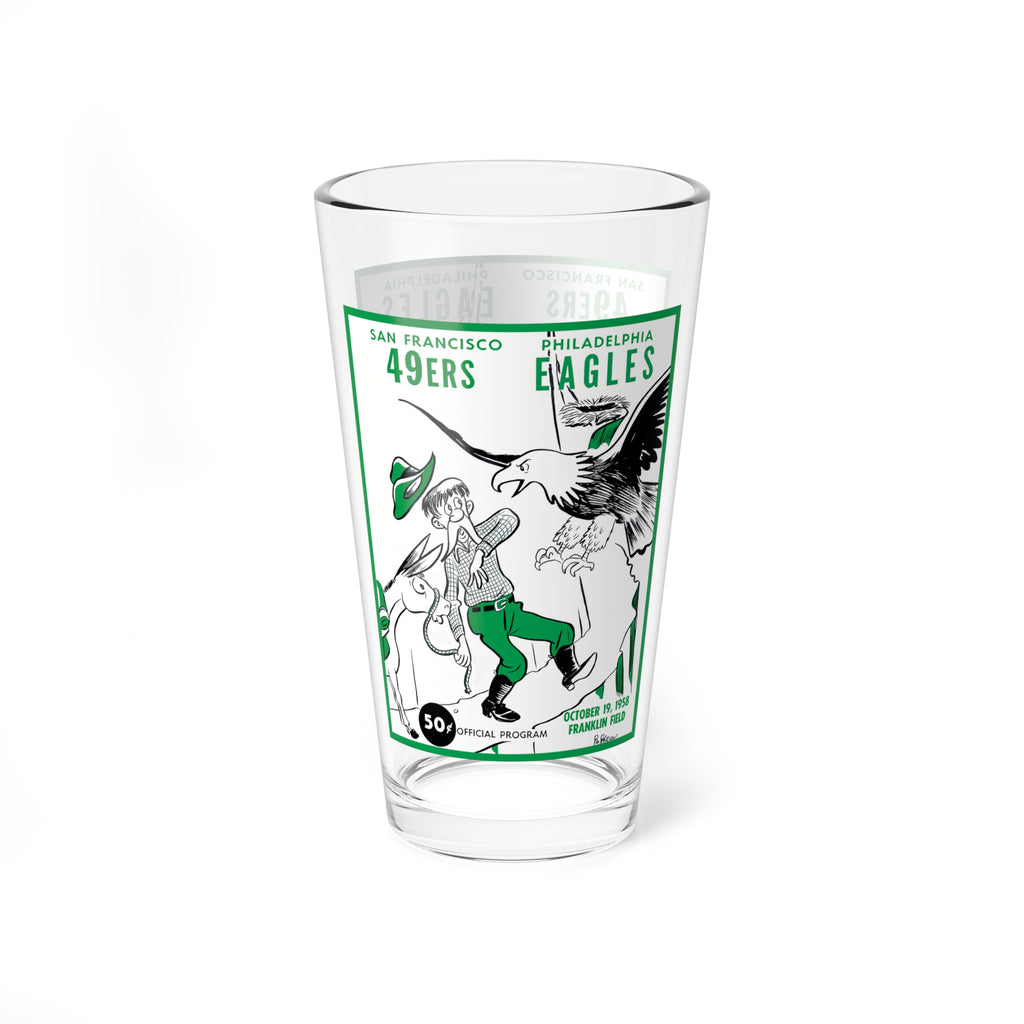Mixing Glass, Vintage 1958 Football Philadelphia Eagles San Francisco 49ers, Football Pint Glass, Sports Barware, Football Gift