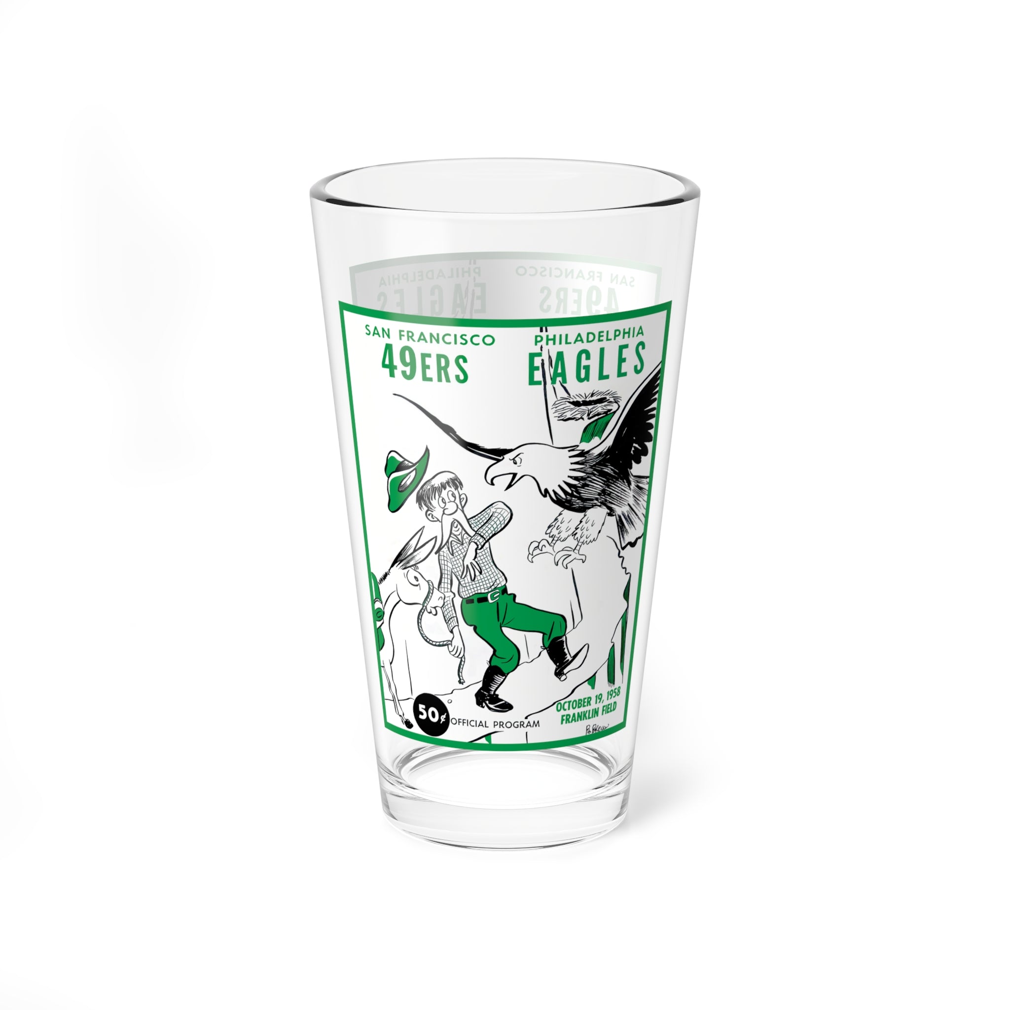 Mixing Glass, Vintage 1958 Football Philadelphia Eagles San Francisco 49ers, Football Pint Glass, Sports Barware, Football Gift