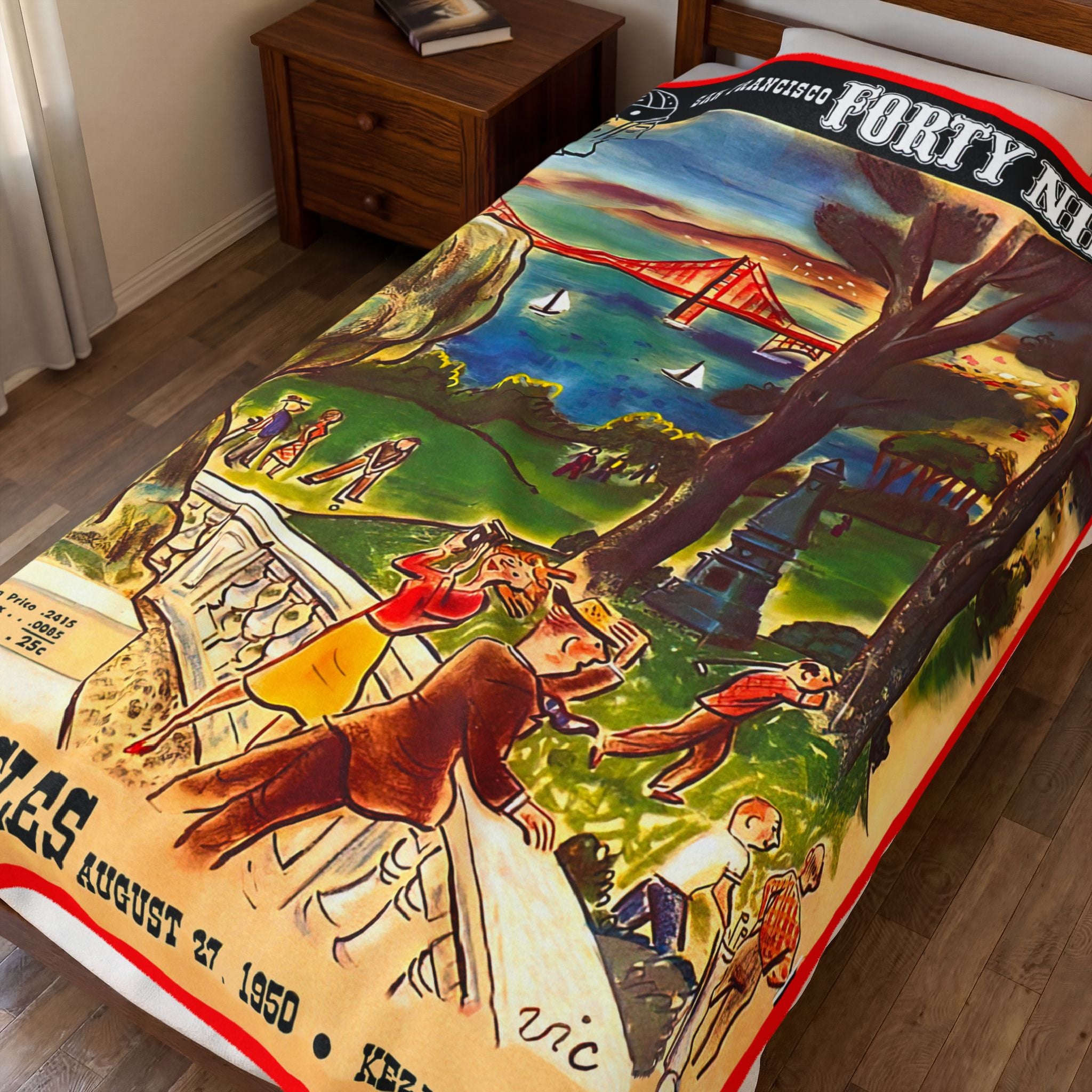 1950 San Francisco Forty Niners Vintage Program Cover Velveteen Plush Blanket 50" × 60" / 60" × 80"
