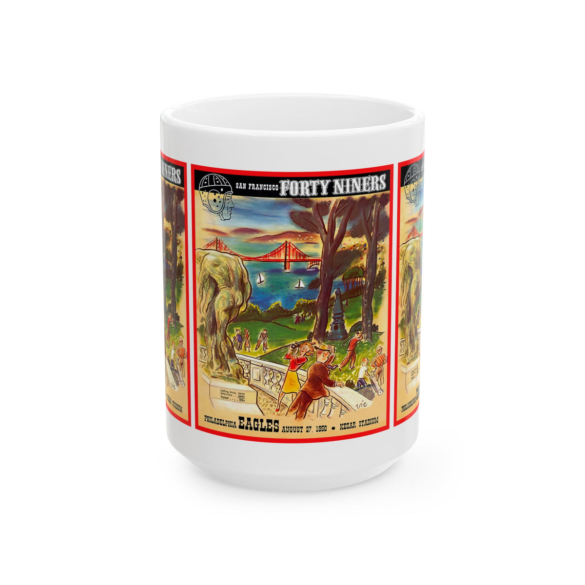 1950 San Francisco 49ers-Philadelphia Eagles Program Cover Vintage Ceramic Mug (11oz/15oz)