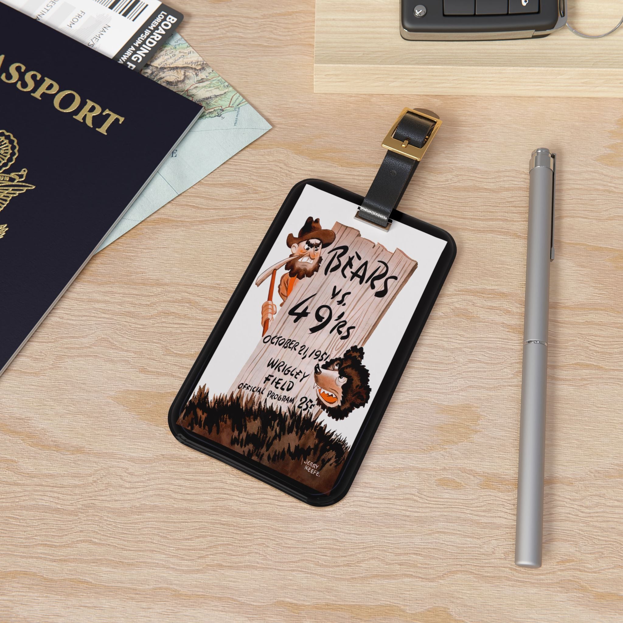 1951 Football Bears-49ers Luggage Tag | Vintage Football Travel ID