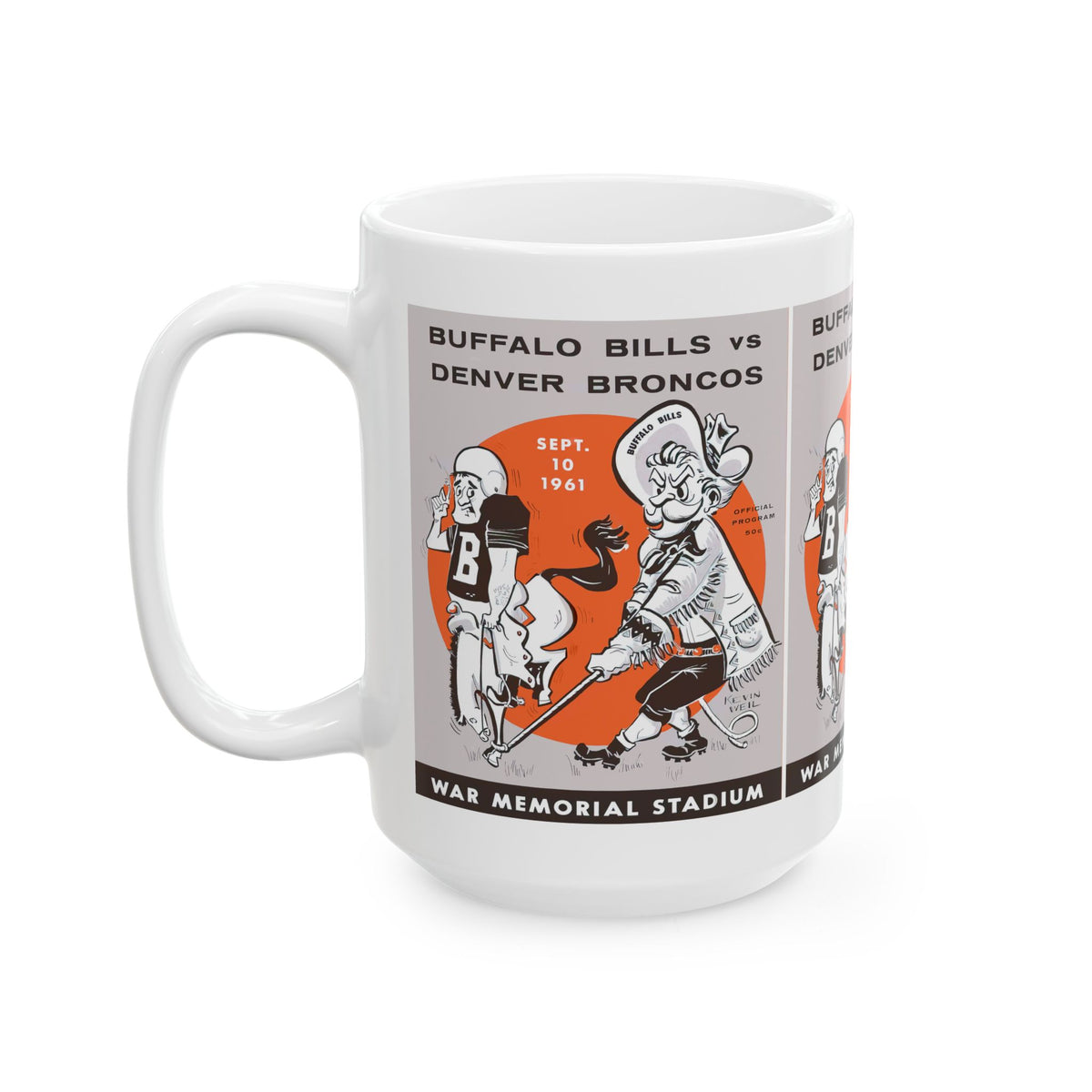 Vintage Buffalo Football Ceramic Mug, Football Sports Fan Gift, Retro Coffee Cup, Football Lover Tea Mug, 11oz 15oz