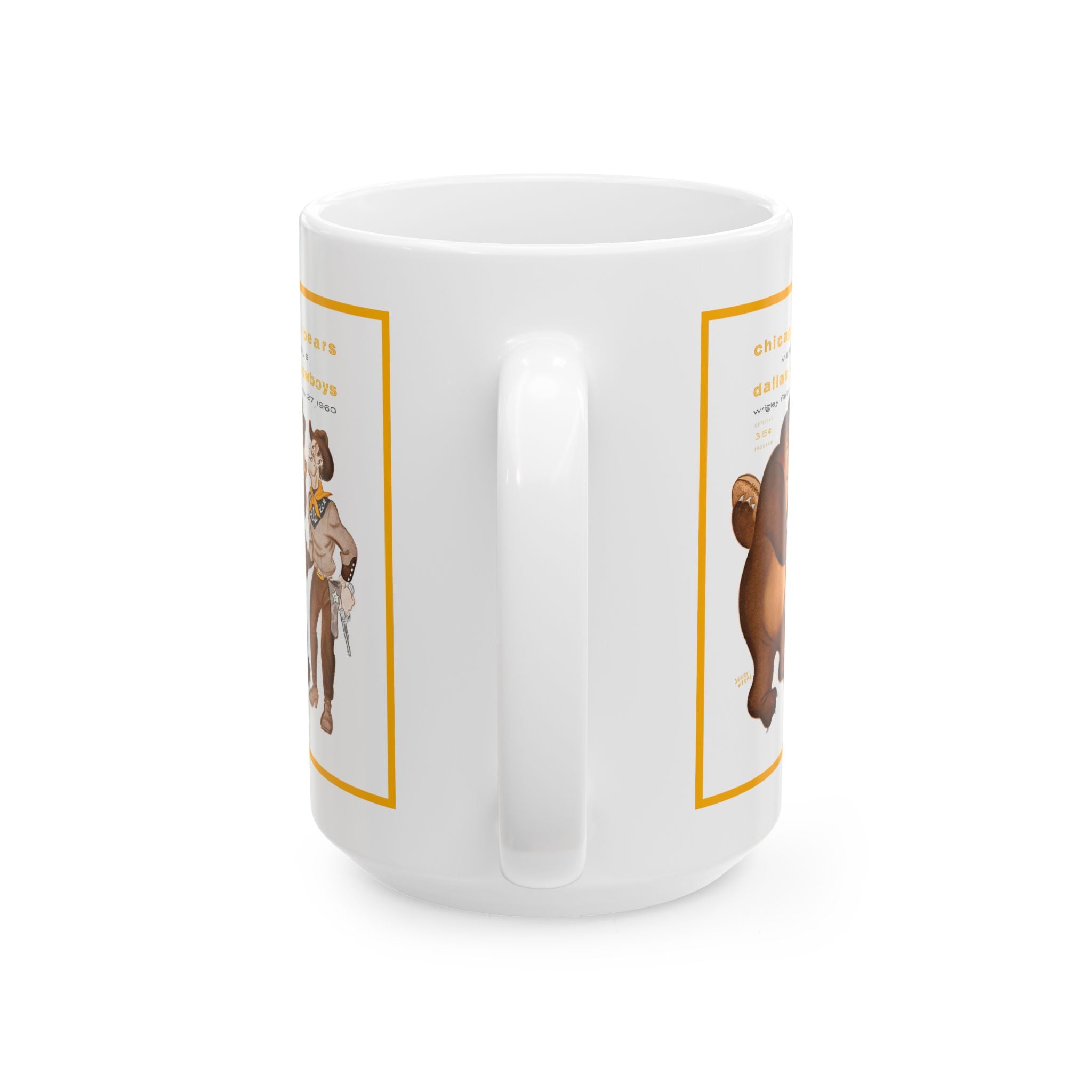 Football Bears Cowboys Ceramic Mug, 1960 Vintage Sports Fans Gift, Coffee Cup, Tea Mug, Team Spirit, Sports Memorabilia