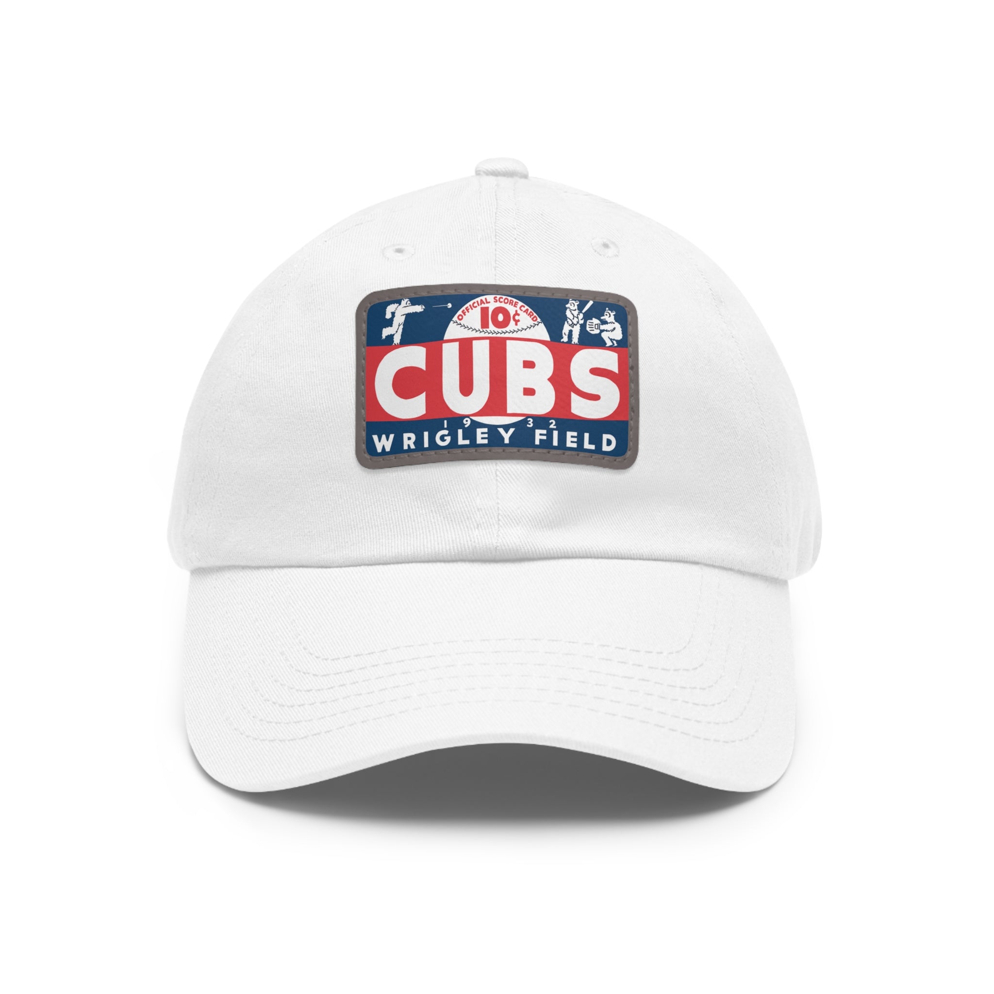 1932 Vintage Chicago Cubs Wrigley Field Scorecard Cover - Dad Hat with Leather Patch (Rectangle)