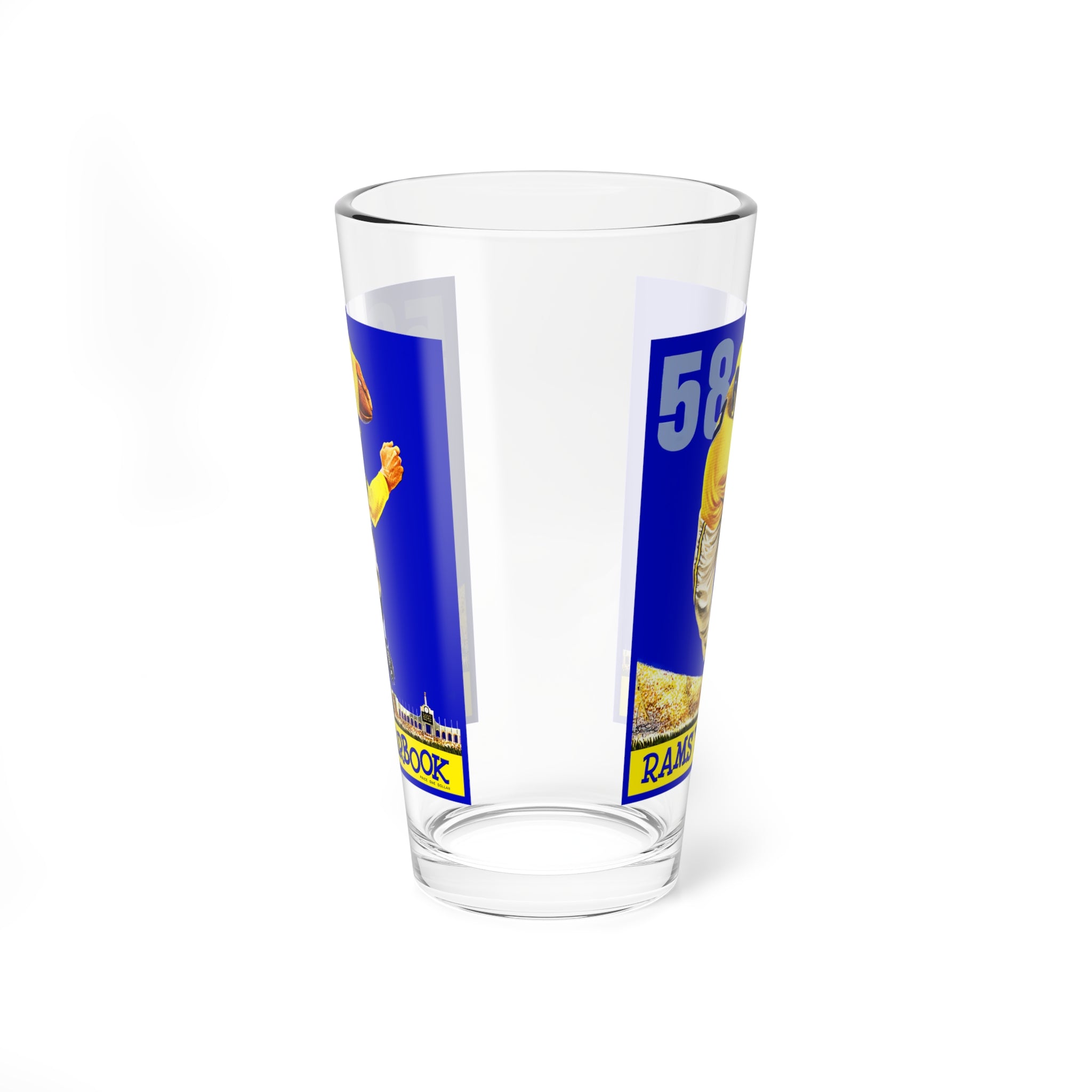1958 Football Los Angeles Rams Yearbook Mixing Glass, 16oz - Vintage Sports Memorabilia, Barware Gift, Game Day Glassware, Sports Fan Decor,