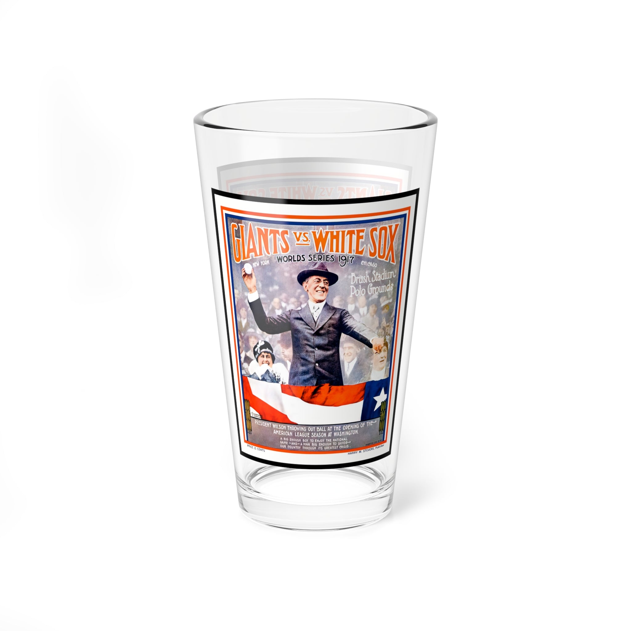 Mixing Glass, 16oz - 1917 Baseball World Series New York-Chicago, Vintage Barware Decor, Baseball Fan Gift, Sports Memorabilia, Father's Day