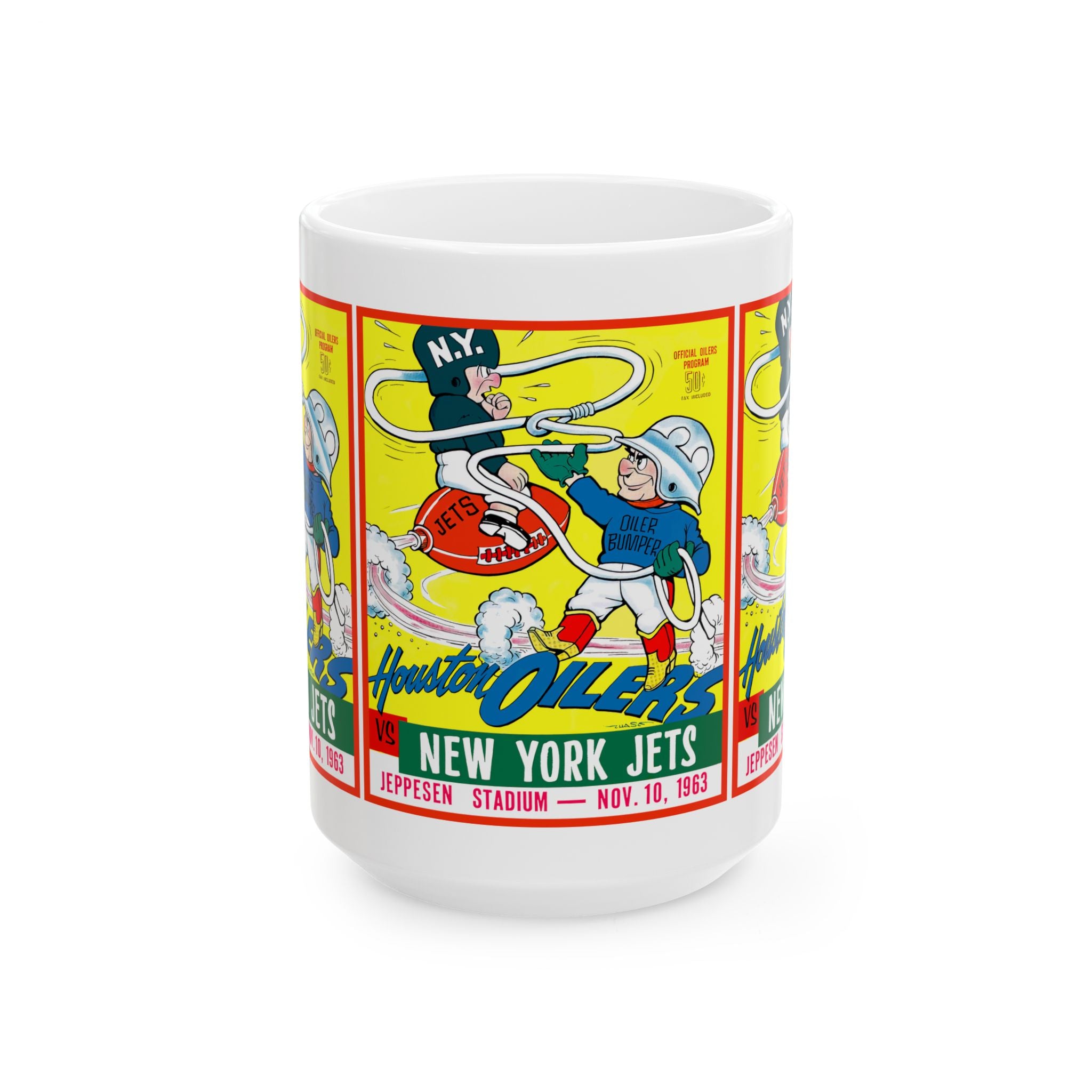 Vintage 1963 New York Jets Football Houston Oilers Ceramic Mug, Sports Fan Gift, Football Memorabilia, Gift for Him, Coffee Cup