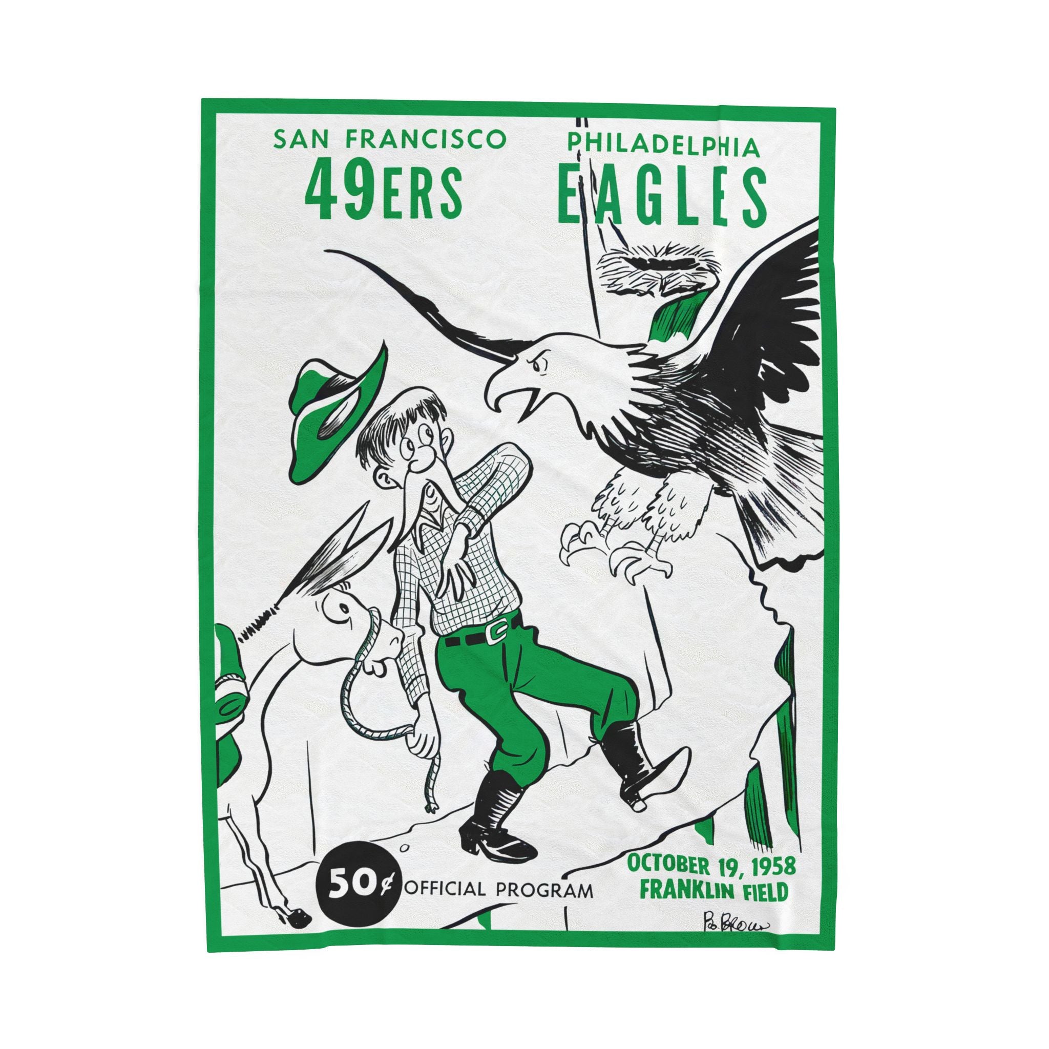 Throw Blanket, Vintage 1958 Football San Francisco 49ers Philadelphia Eagles, Sports Fan Gift, Home Decor, Bedding, Couch Throw, Football