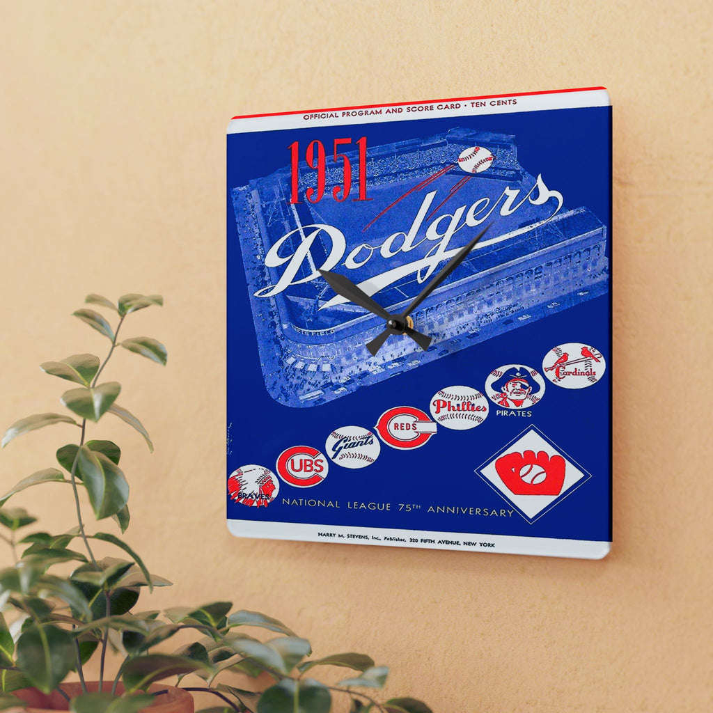 1951 Vintage Brooklyn Dodgers Baseball Program Cover - Acrylic Wall Clock