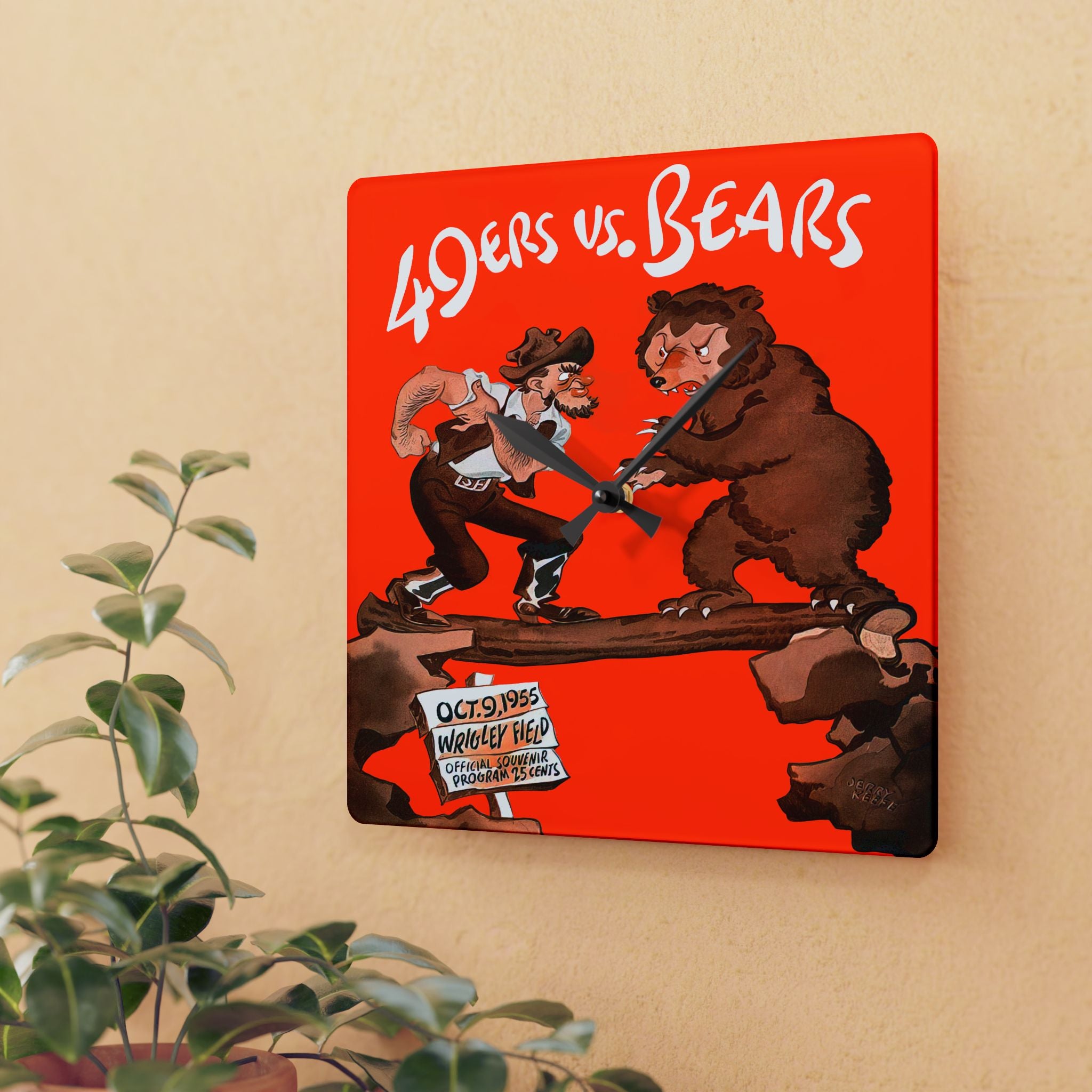 1955 Vintage Chicago Bears - San Francisco 49ers Football Program Cover - Acrylic Wall Clock