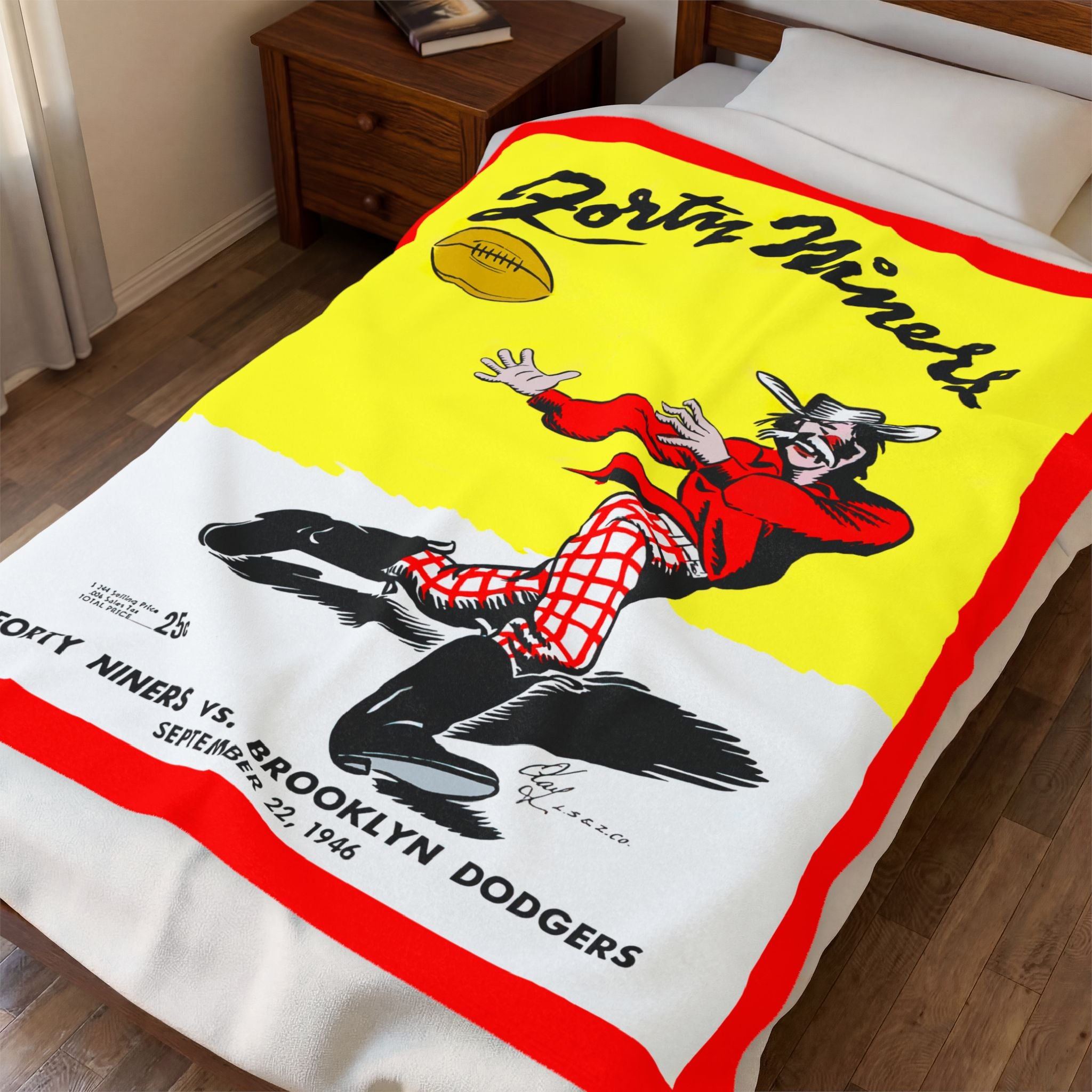 1946 Vintage San Francisco 49ers Football Program Velveteen Plush Blanket