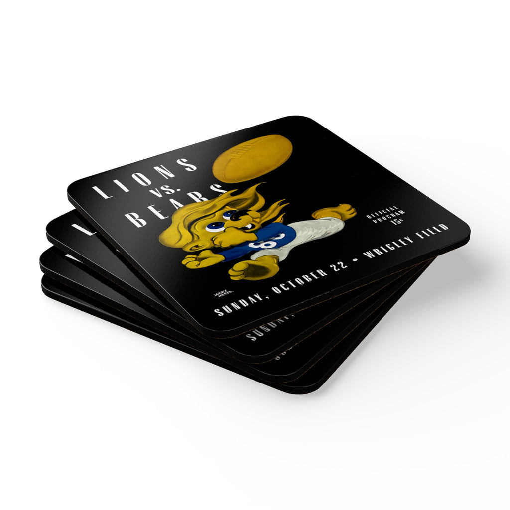 1944 Detroit Lions Chicago Bears Football - Corkwood Coaster Set