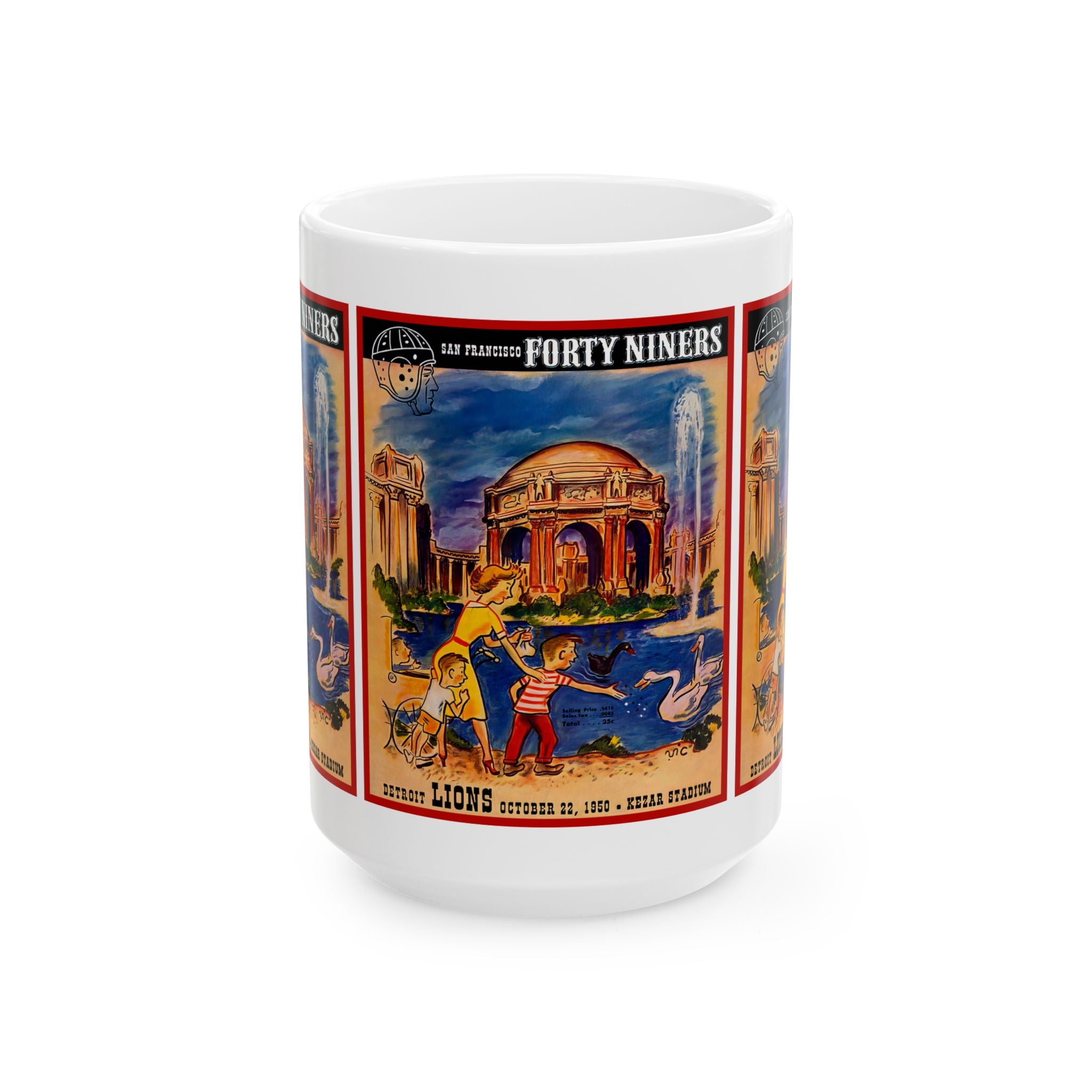 Vintage Football Ceramic Mug, Detroit Lions vs San Francisco 49ers, Retro Sports Fan Gift, Coffee Cup, Thanksgiving Gift, Football