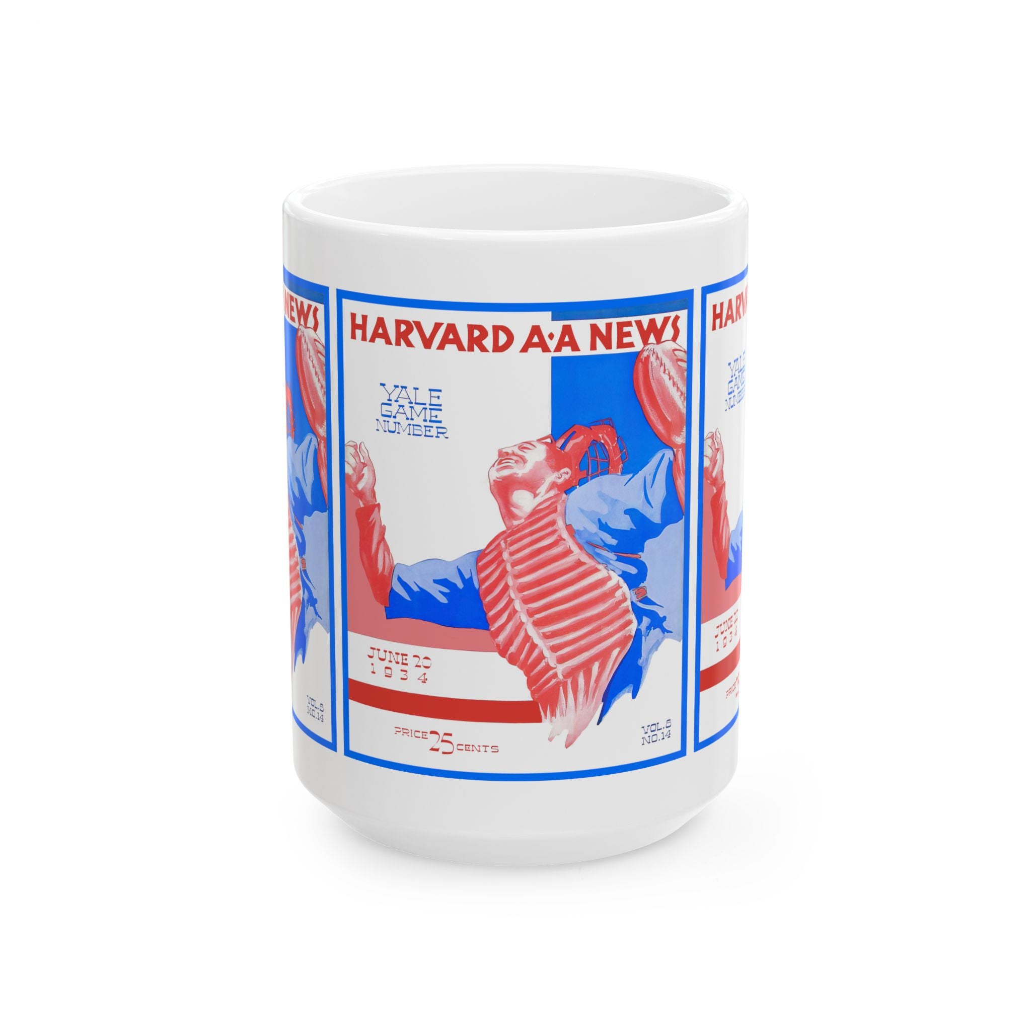 Vintage Baseball Ceramic Mug, 1934 Yale-Harvard Game, Sports Fan Gift, Coffee Cup, Tea Mug, Baseball Lover Gift, Sports Memorabilia