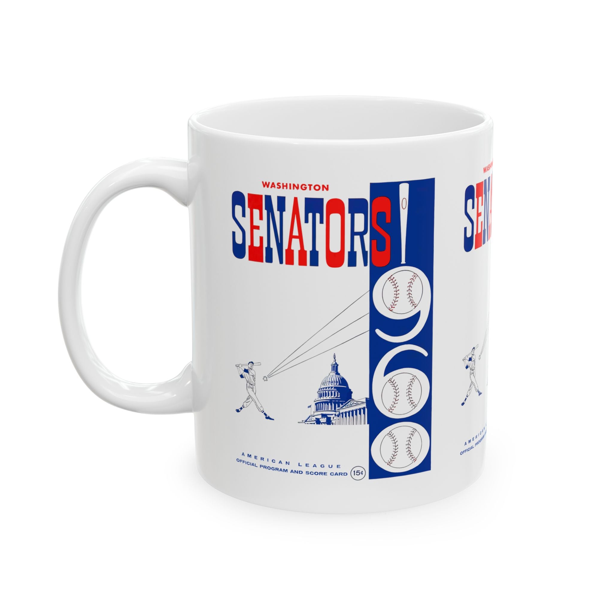 1960 Vintage Washington Senators Score Card Cover - Ceramic Mug, 11oz