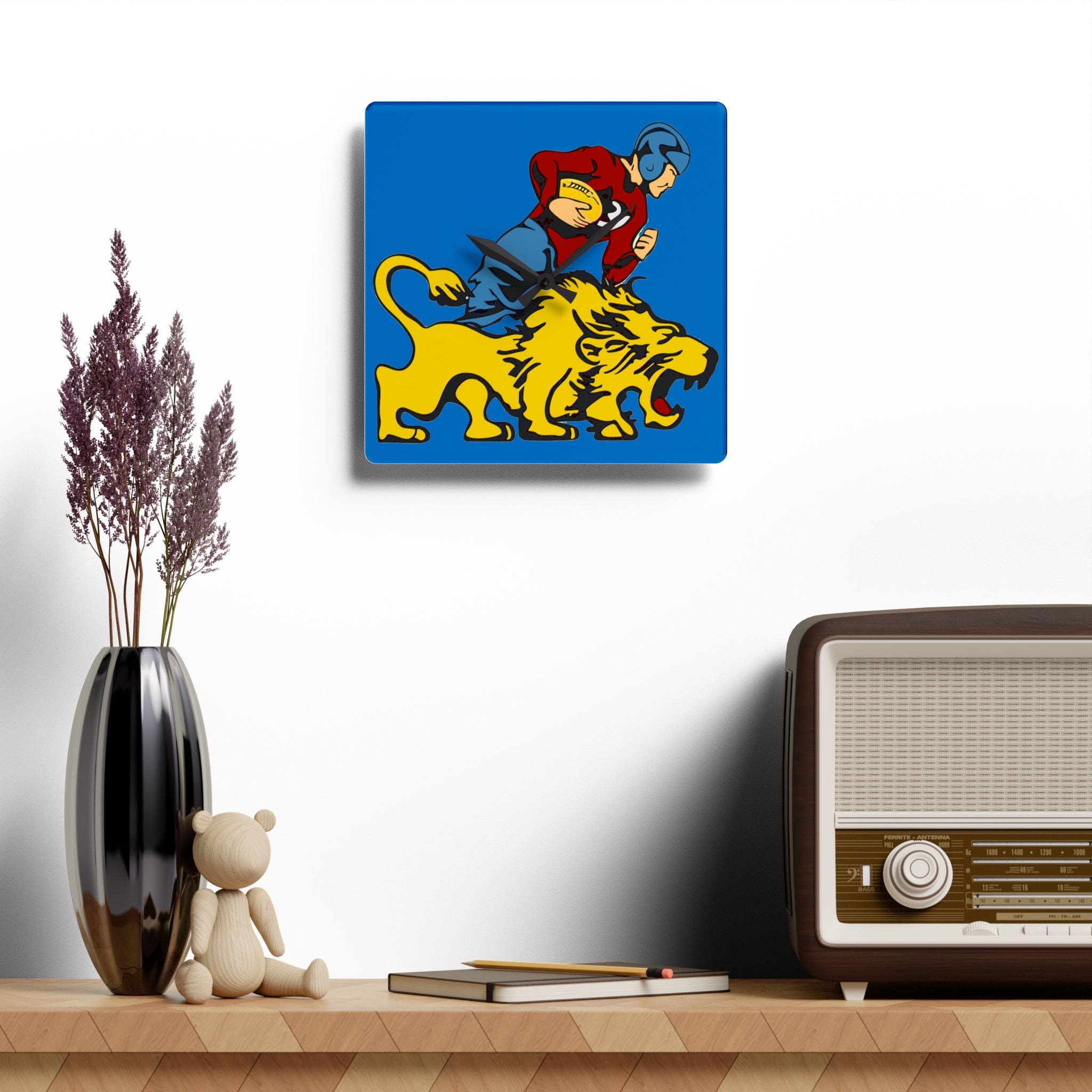 Retro Wall Clock, Vintage Lions Football Clock, 50's Sports Decor, Mid Century Acrylic Clock, Unique Game Room Gift, Detroit Lions Fan