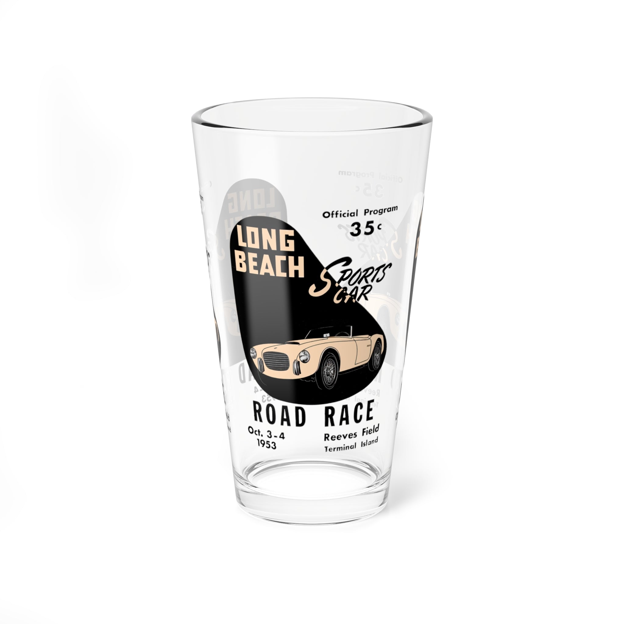 1953 Long Beach Sports Car Road Race Program Cover -  Pint Glass, 16oz