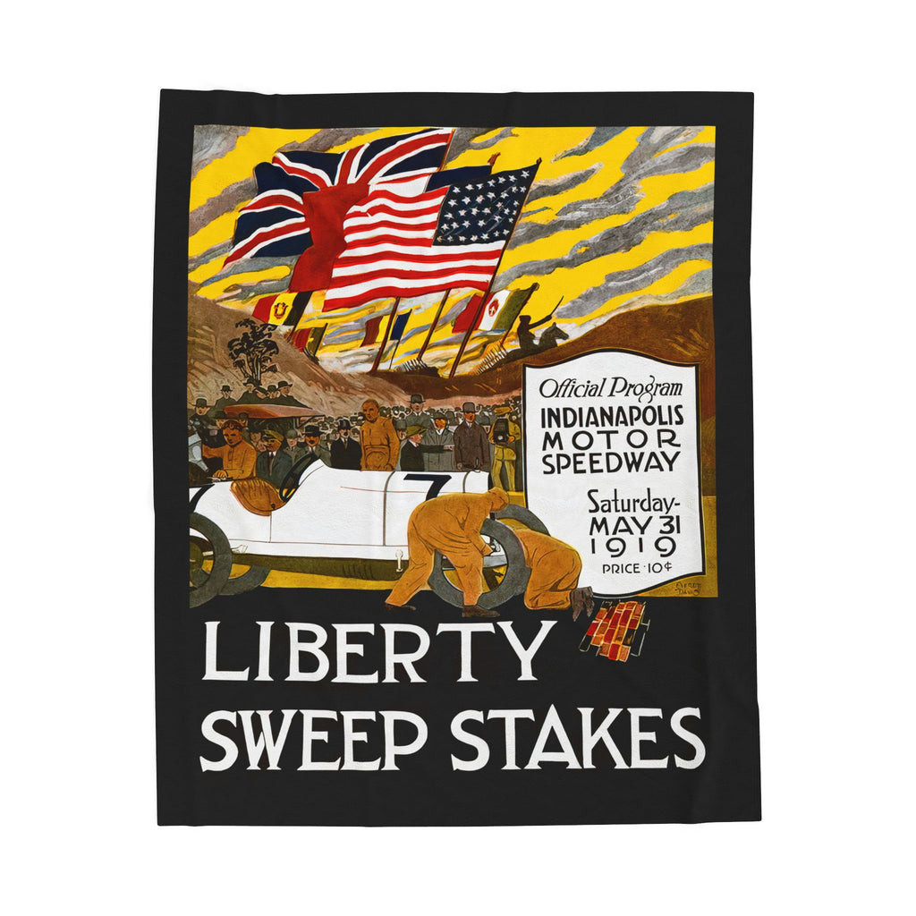 Velveteen Plush Blanket, 1919 Indianapolis 500 Racing, Racing Throw Blanket, Gift for Racing Fans, Cozy Racing Blanket, Home Decor Blanket,