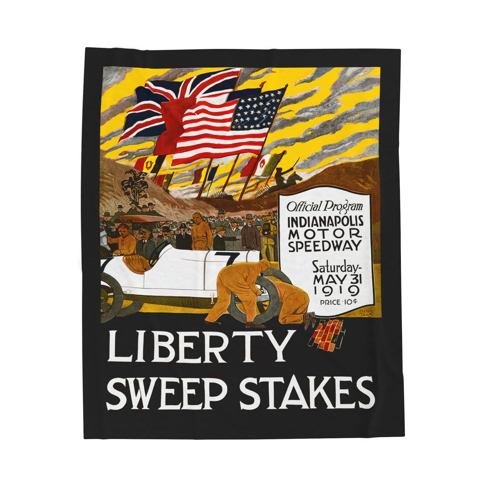 Velveteen Plush Blanket, 1919 Indianapolis 500 Racing, Racing Throw Blanket, Gift for Racing Fans, Cozy Racing Blanket, Home Decor Blanket,