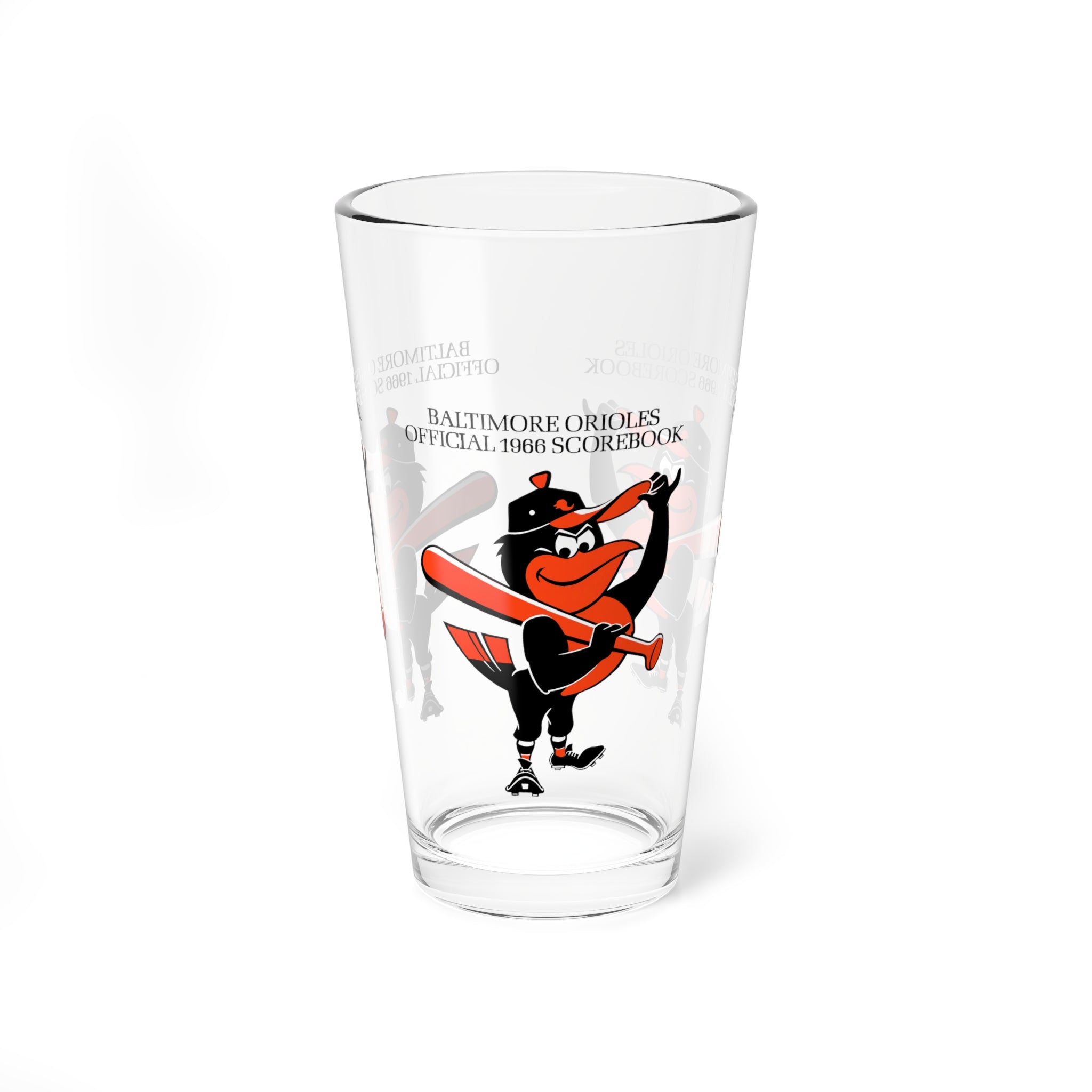 1966 Baltimore Orioles Baseball Scorecard Cover -  Pint Glass, 16oz