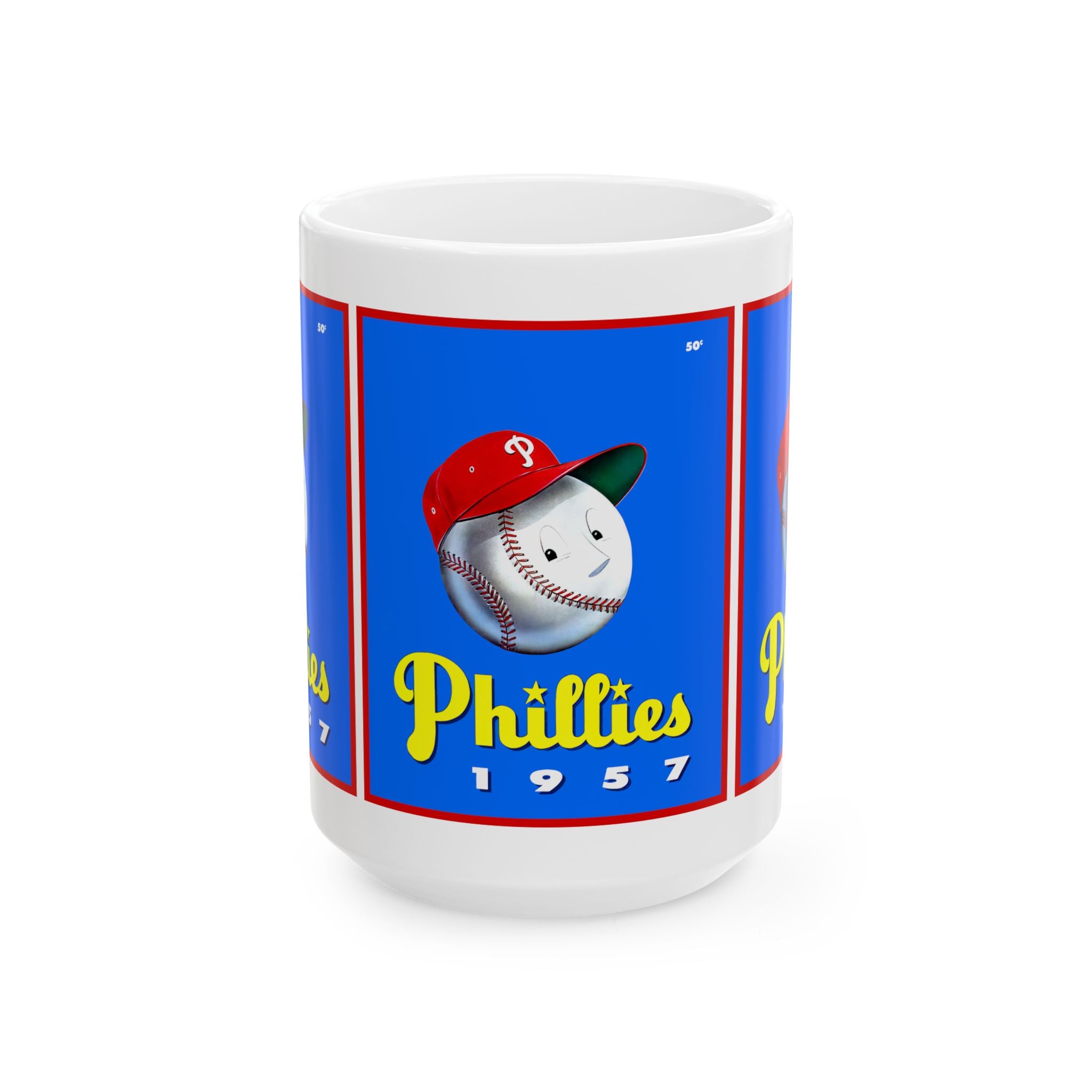 Vintage 1957 Baseball Philadelphia Phillies Yearbook Ceramic Mug, Sports Fan Gift, Coffee Cup, Baseball Memorabilia, Gift for Dad, Unique
