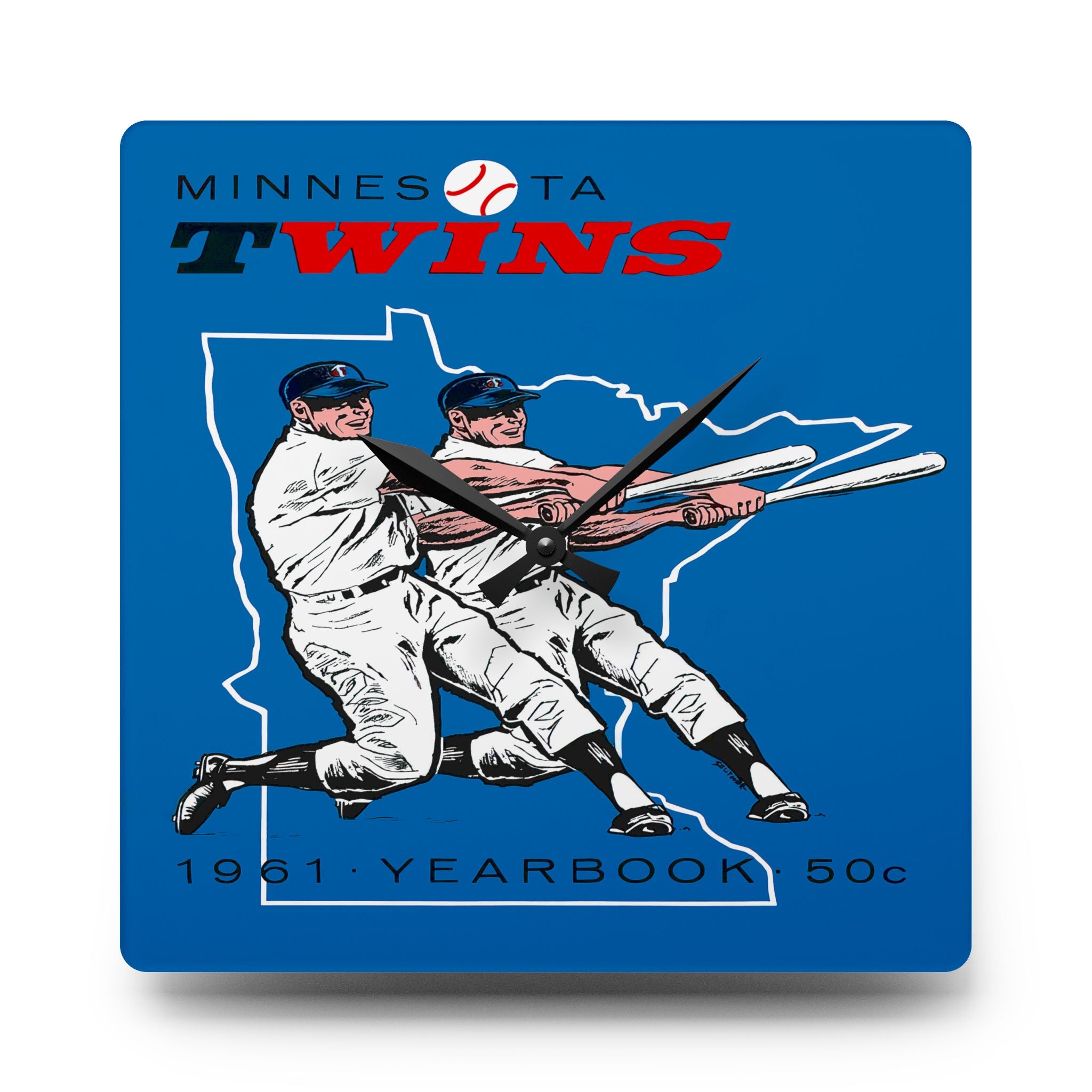 1961 Vintage Minnesota Twins Baseball Yearbook Cover - Acrylic Wall Clock