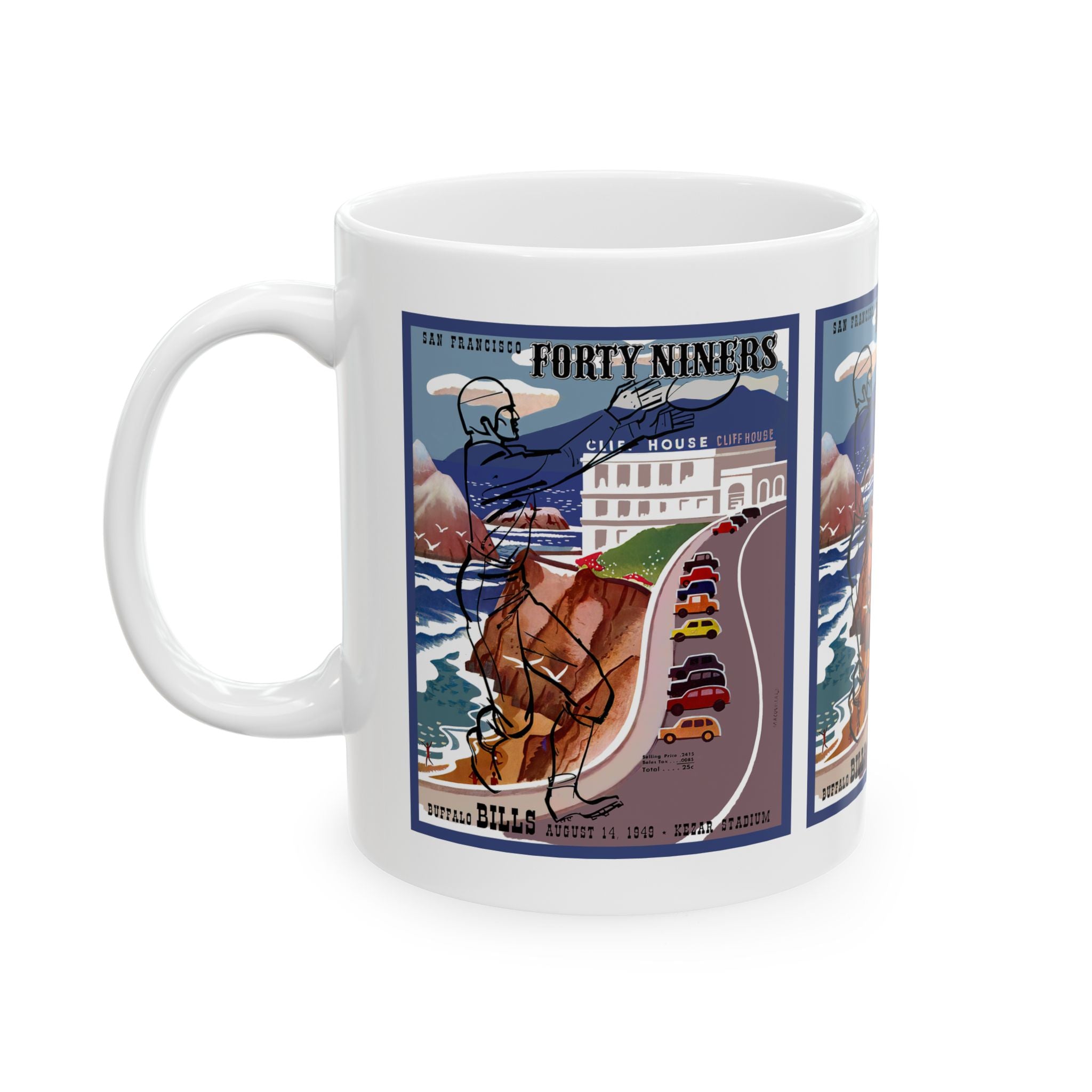 1949 Vintage San Francisco 49ers - Buffalo Bills - Football Program Cover - Ceramic Mug, 11oz
