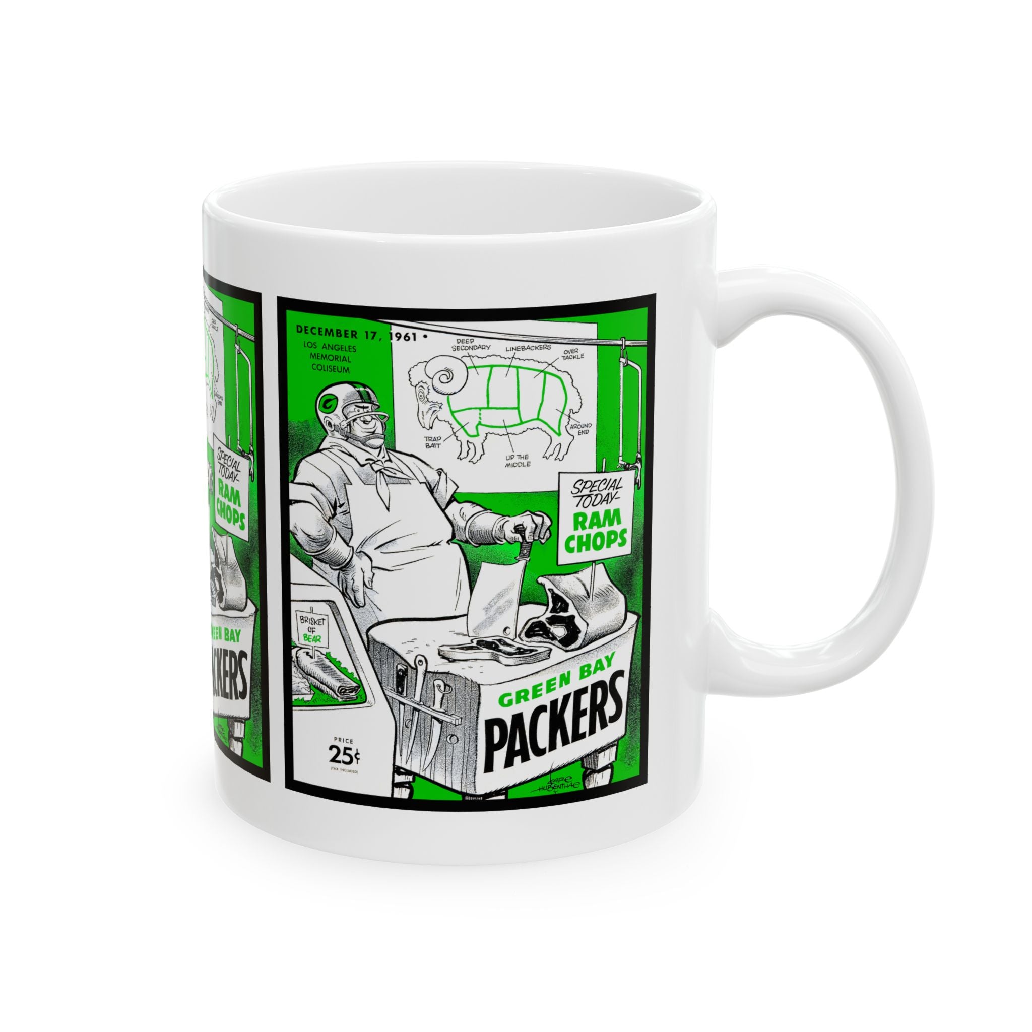 1961 Vintage Green Bay Packers - Los Angeles Football Program Cover - Ceramic Mug, 11oz