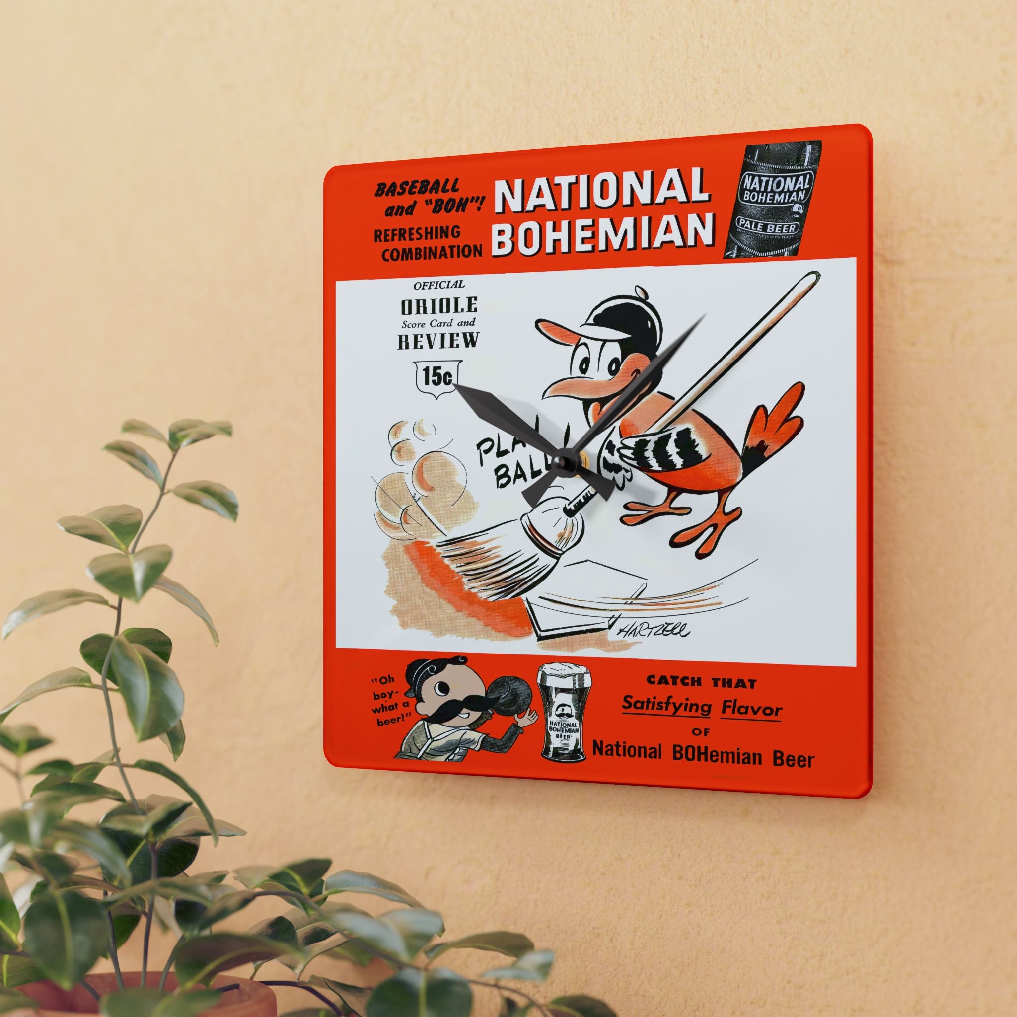 1955 Vintage Baltimore Orioles Scorebook Cover - Acrylic Wall Clock