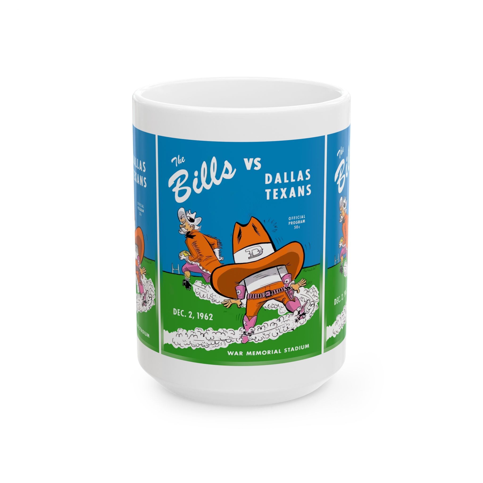 1962 Vintage Dallas Texans - Buffalo Bills Football Program Cover - Ceramic Mug, (11oz, 15oz)