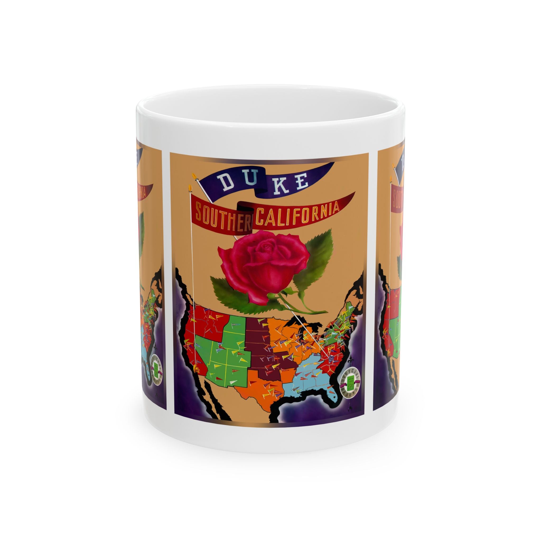 1939 Vintage Rose Bowl - Duke Blue Devils - Southern California Trojans Football Program Cover - Ceramic Mug, 11oz