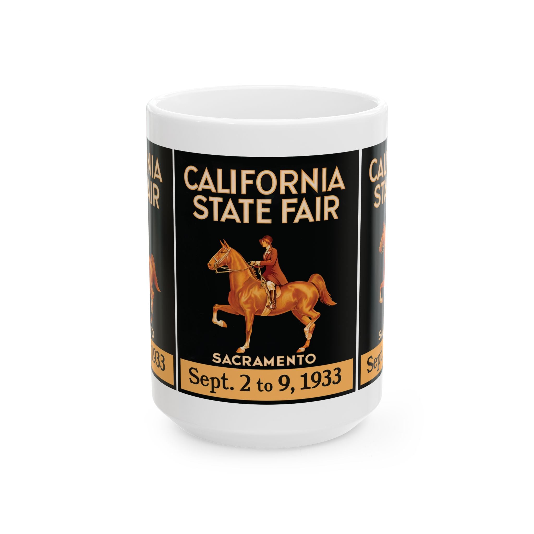 Vintage 1933 California State Fair Ceramic Mug, Retro Travel Souvenir Cup, Gift for History Buffs, 11oz 15oz Coffee Tea Mug, Collectible