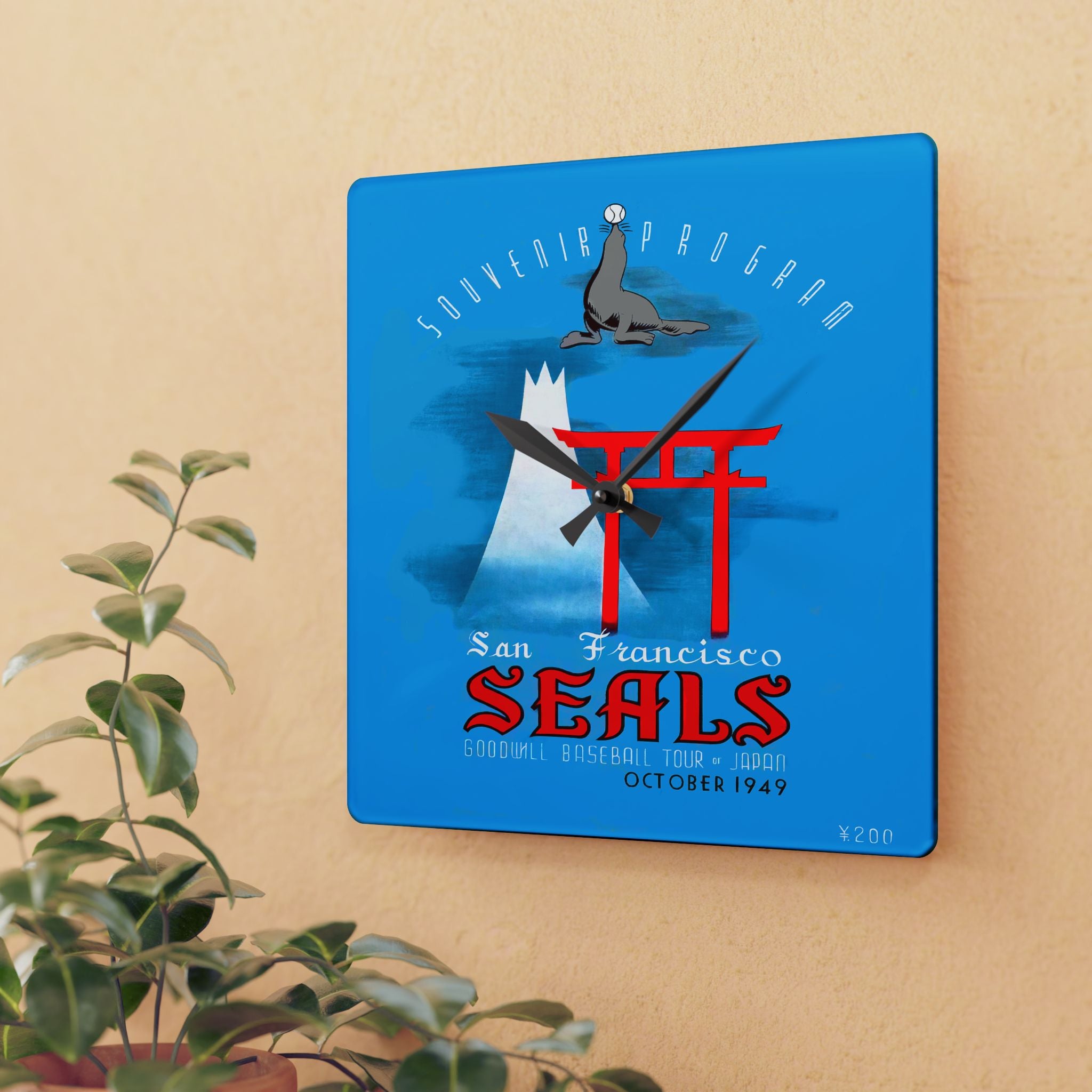 1949 Vintage San Francisco Seals Baseball Japan Tour Program Cover - Acrylic Wall Clock