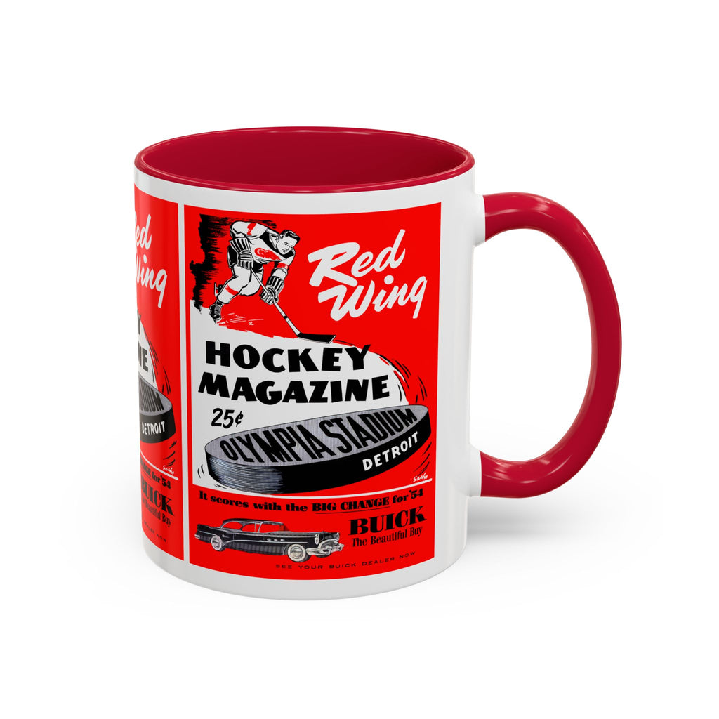 1954 Detroit Red Wings Hockey Program Cover 11oz Colorful Mug, Sports Fan Gift, Hockey Lover Mug