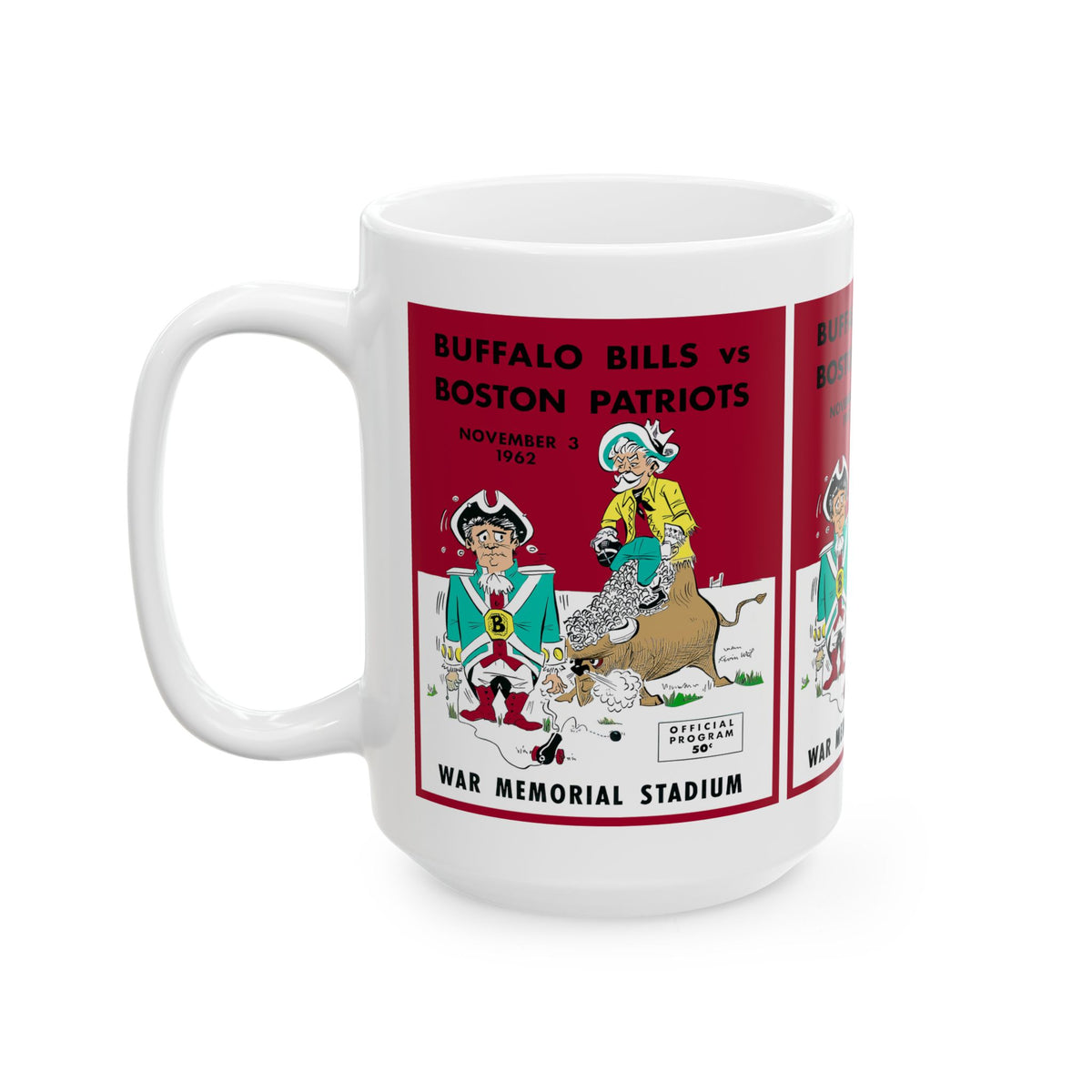 Vintage 1962 Football Buffalo Bills-Boston Patriots Ceramic Mug, Sports Fan Gift, Retro Football Team Cup, 11oz 15oz, Football Collectible