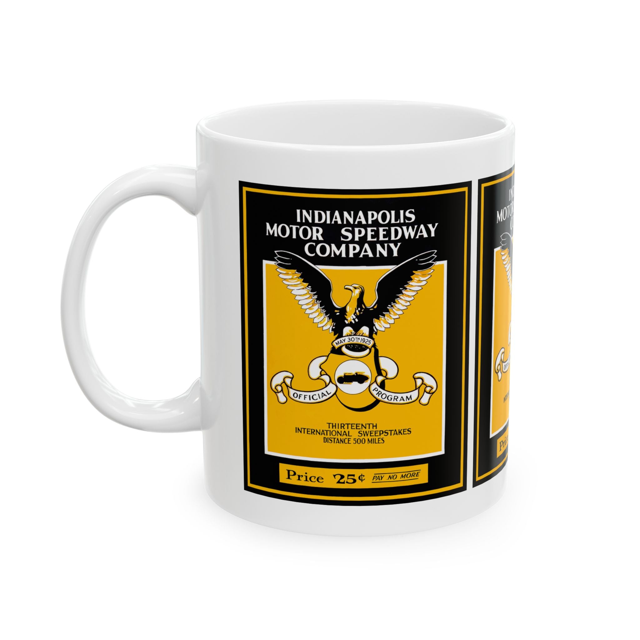 Vintage Indianapolis 500 Racing Ceramic Mug, 11oz - 1925 Program Cover, Gift for Racing Fans, Coffee Cup, Tea Mug, Kitchen Decor,