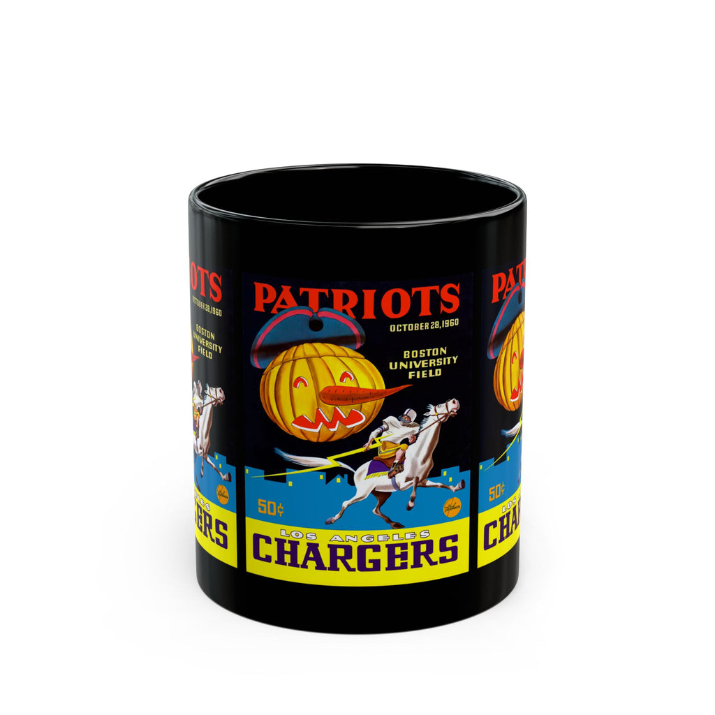 1960 Vintage Los Angeles Chargers - Boston Patriots Football Program Cover - Black Mug 11 oz