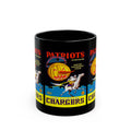 1960 Vintage Los Angeles Chargers - Boston Patriots Football Program Cover - Black Mug 11 oz